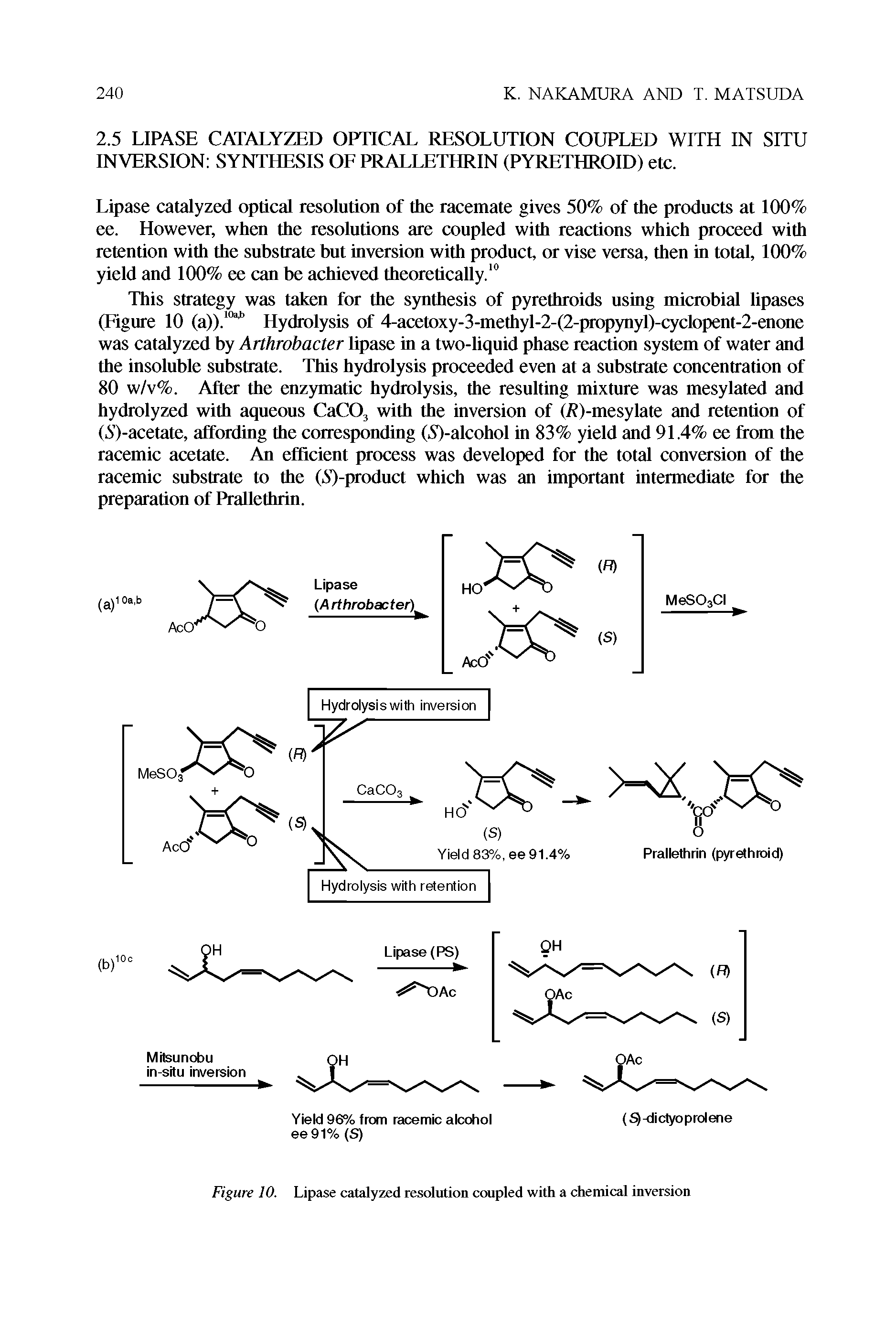 Figure 10. Lipase catalyzed resolution coupled with a chemical inversion...