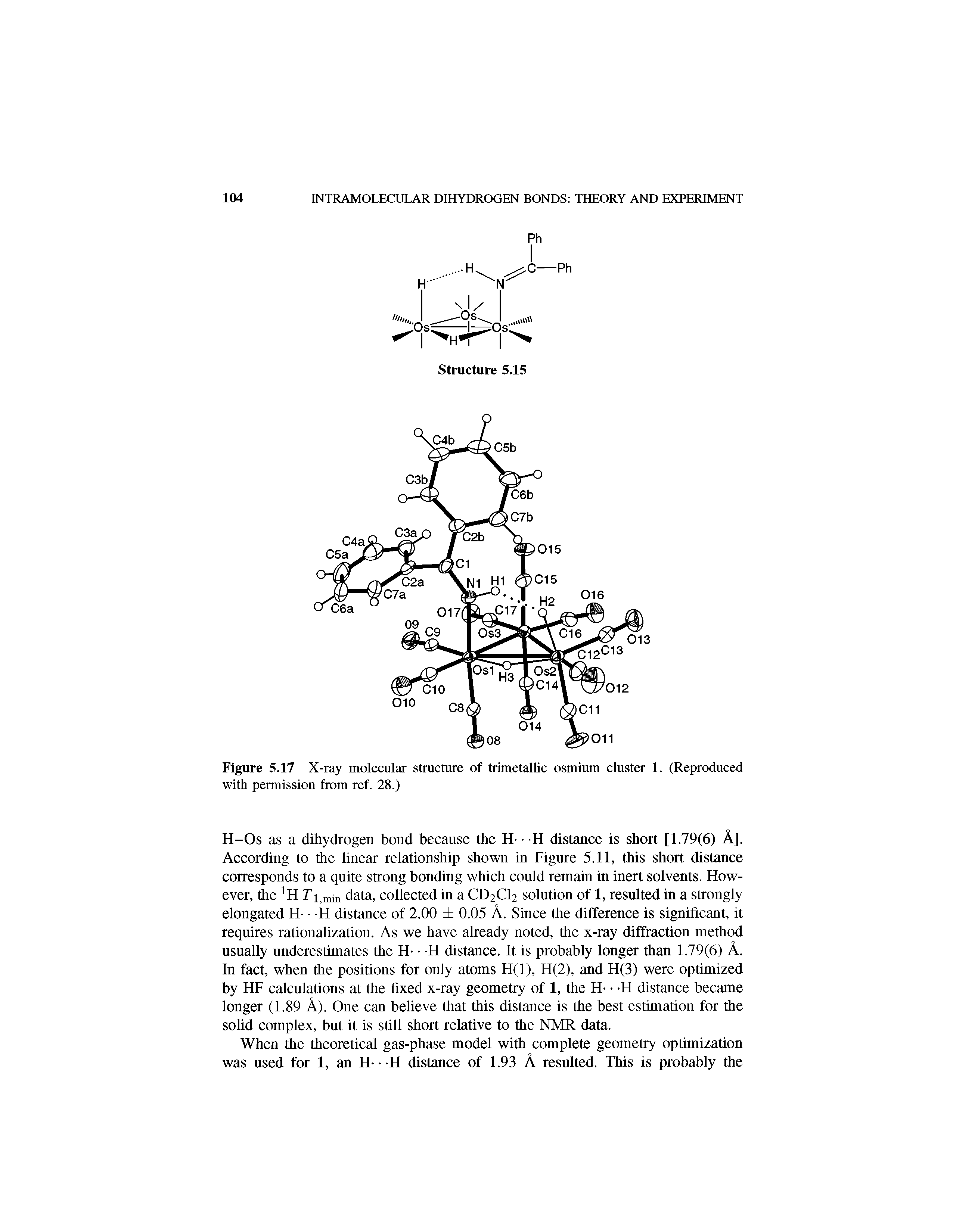 Figure 5.17 X-ray molecular structure of trimetallic osmium cluster 1. (Reproduced with permissiou from ref. 28.)...