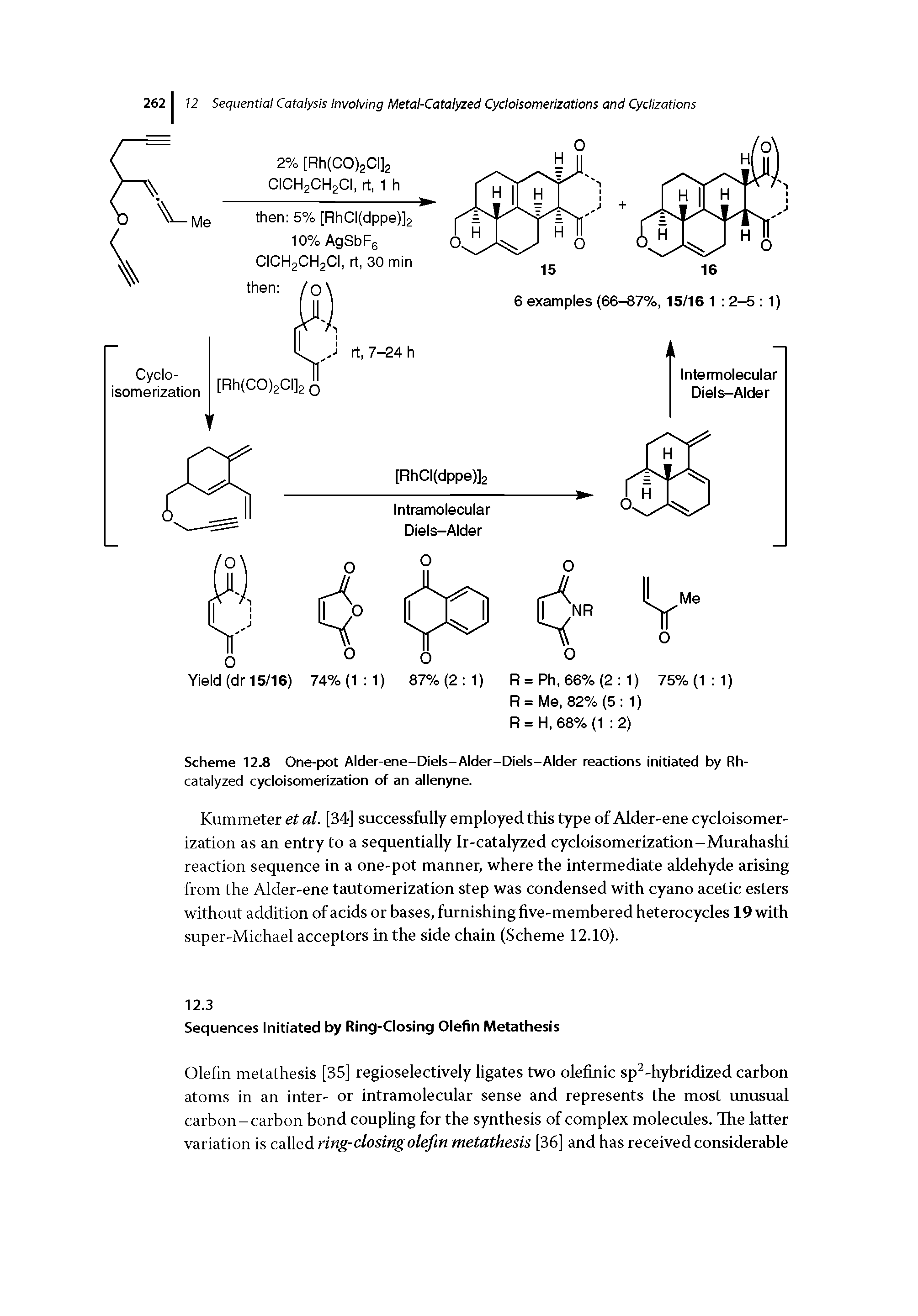 Scheme 12.8 One-pot Alder-ene-Diels-/ lder-Diels-Alder reactions initiated by Rh-catalyzed cycloisomerization of an allenyne.