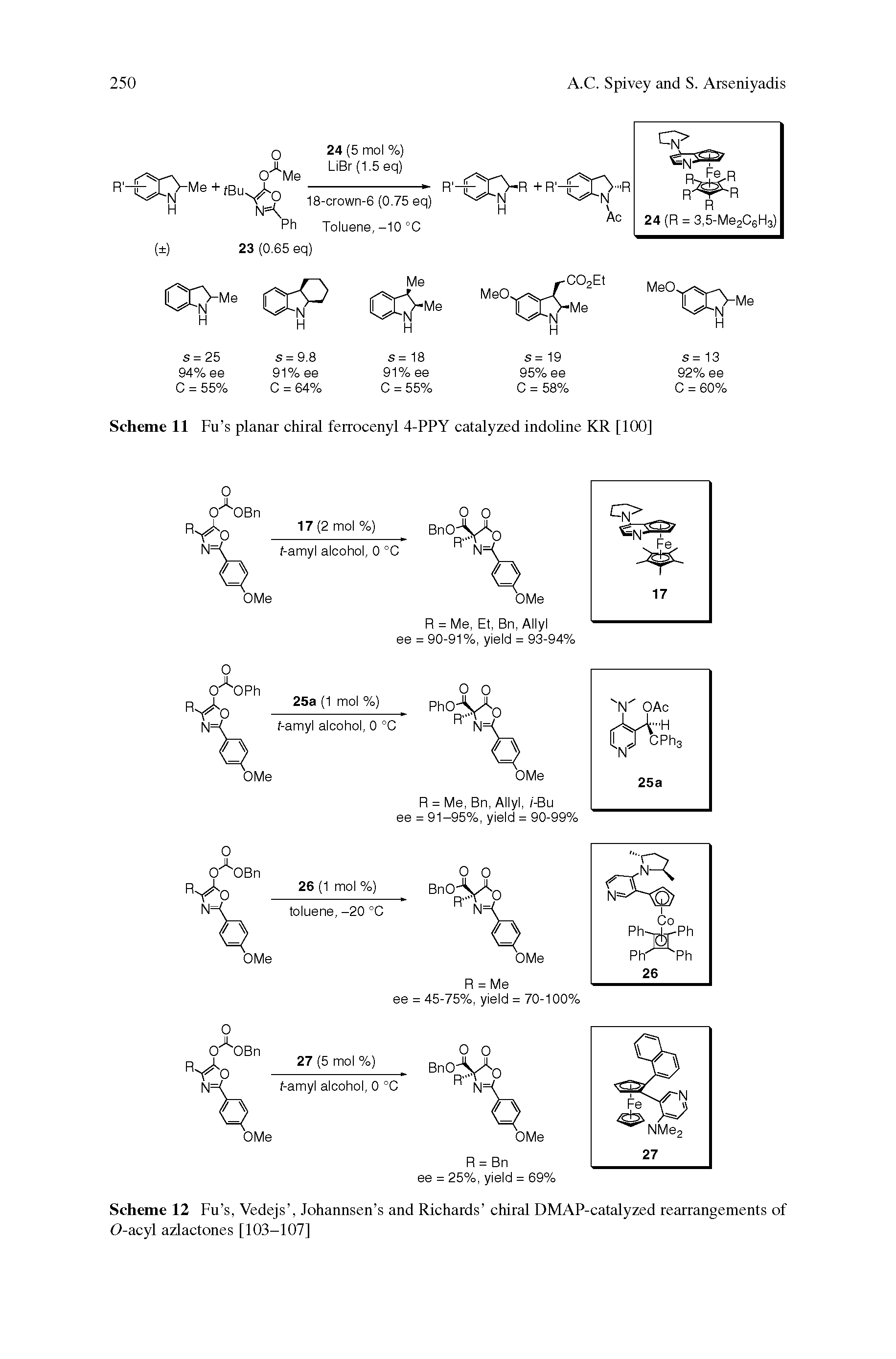 Scheme 12 Fu s, Vedejs , Johannsen s and Richards chiral DMAP-catalyzed rearrangements of O-acyl azlactones [103-107]...