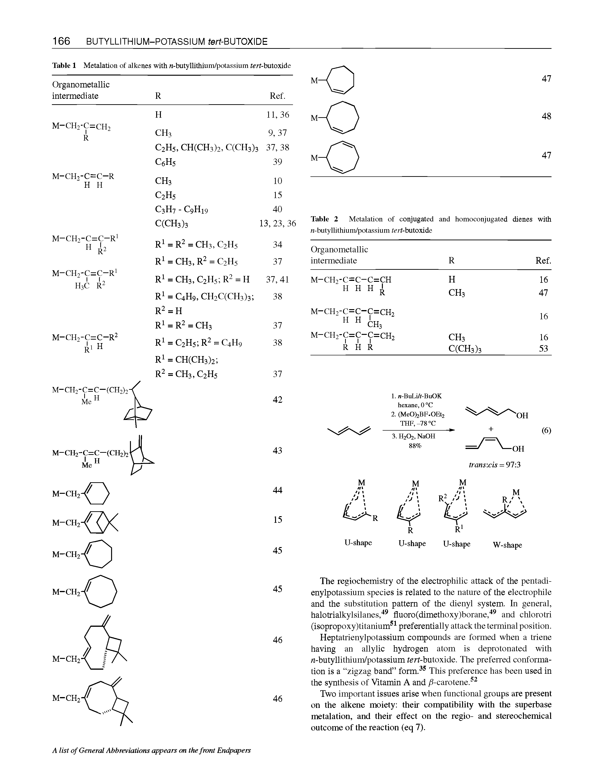 Table 1 Metalation of alkenes with n-butyllithium/potassium tert-butoxide...