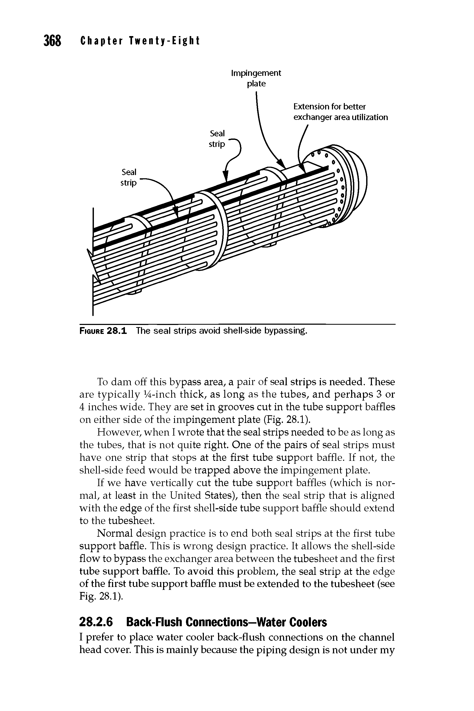 Figure 28.1 The seal strips avoid shell-side bypassing.