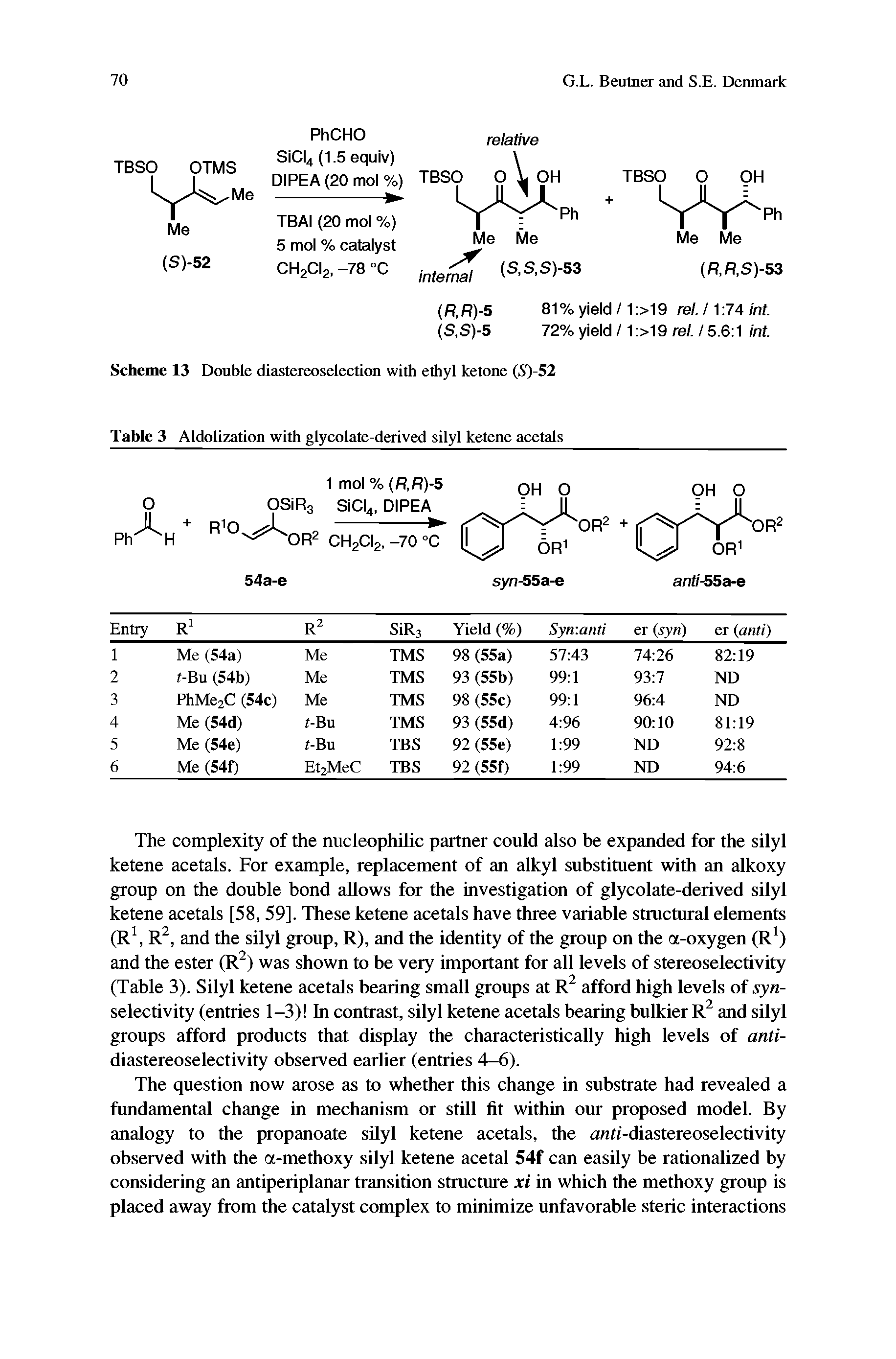 Table 3 Aldolization with glycolate-derived silyl ketene acetals...