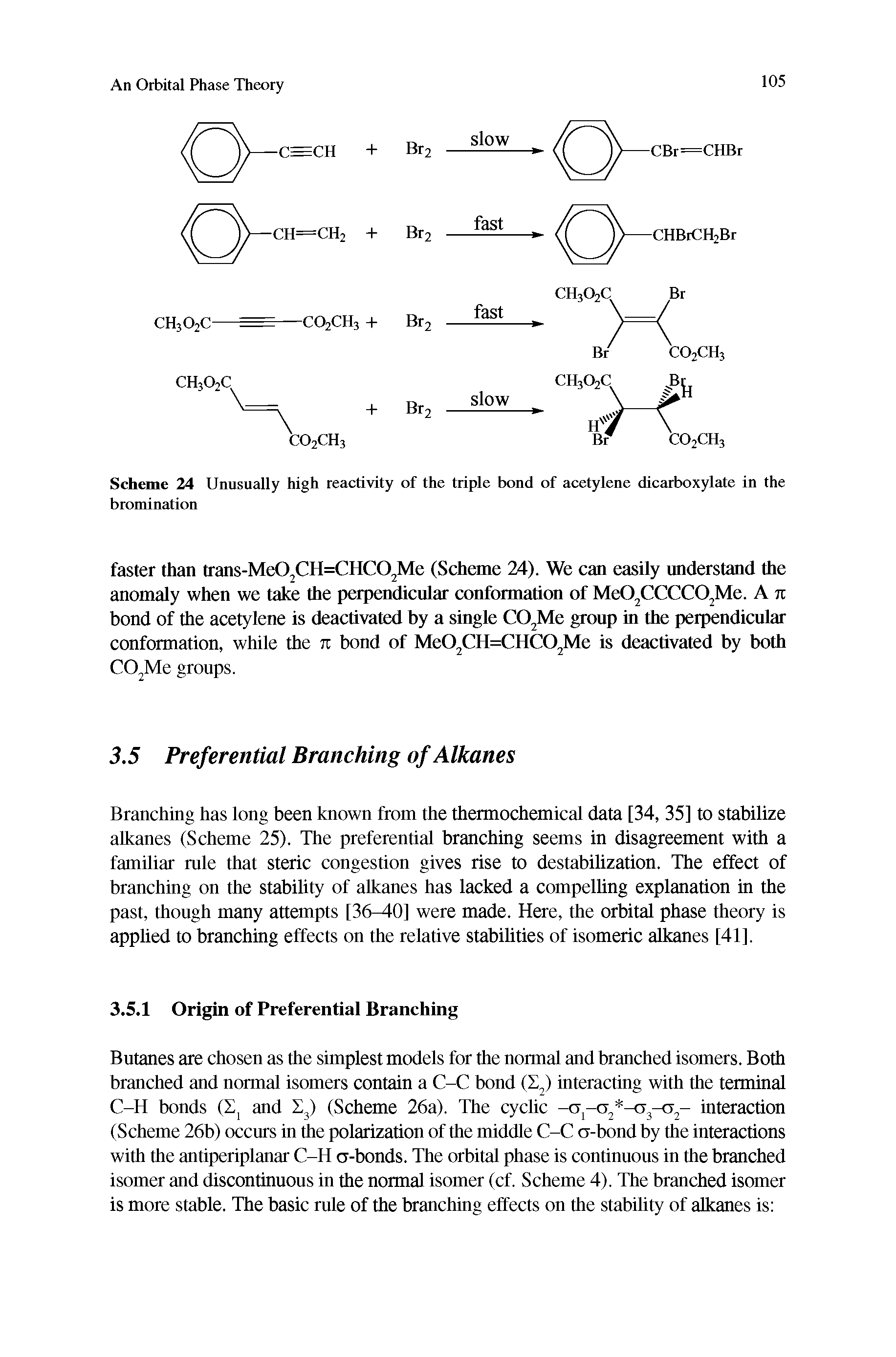 Scheme 24 Unusually high reactivity of the triple bond of acetylene dicarboxylate in the bromination...