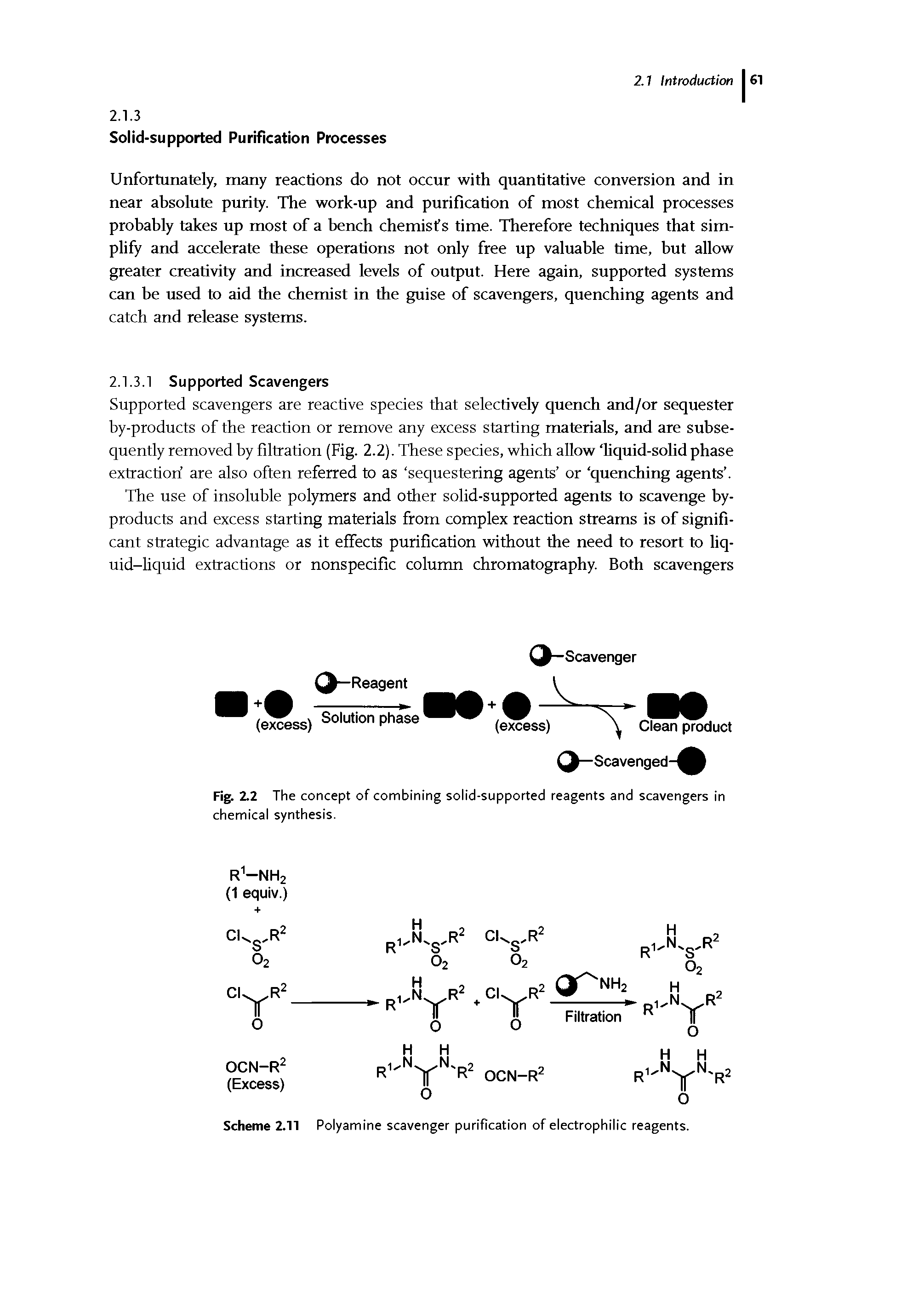 Scheme 2.11 Polyamine scavenger purification of electrophilic reagents.