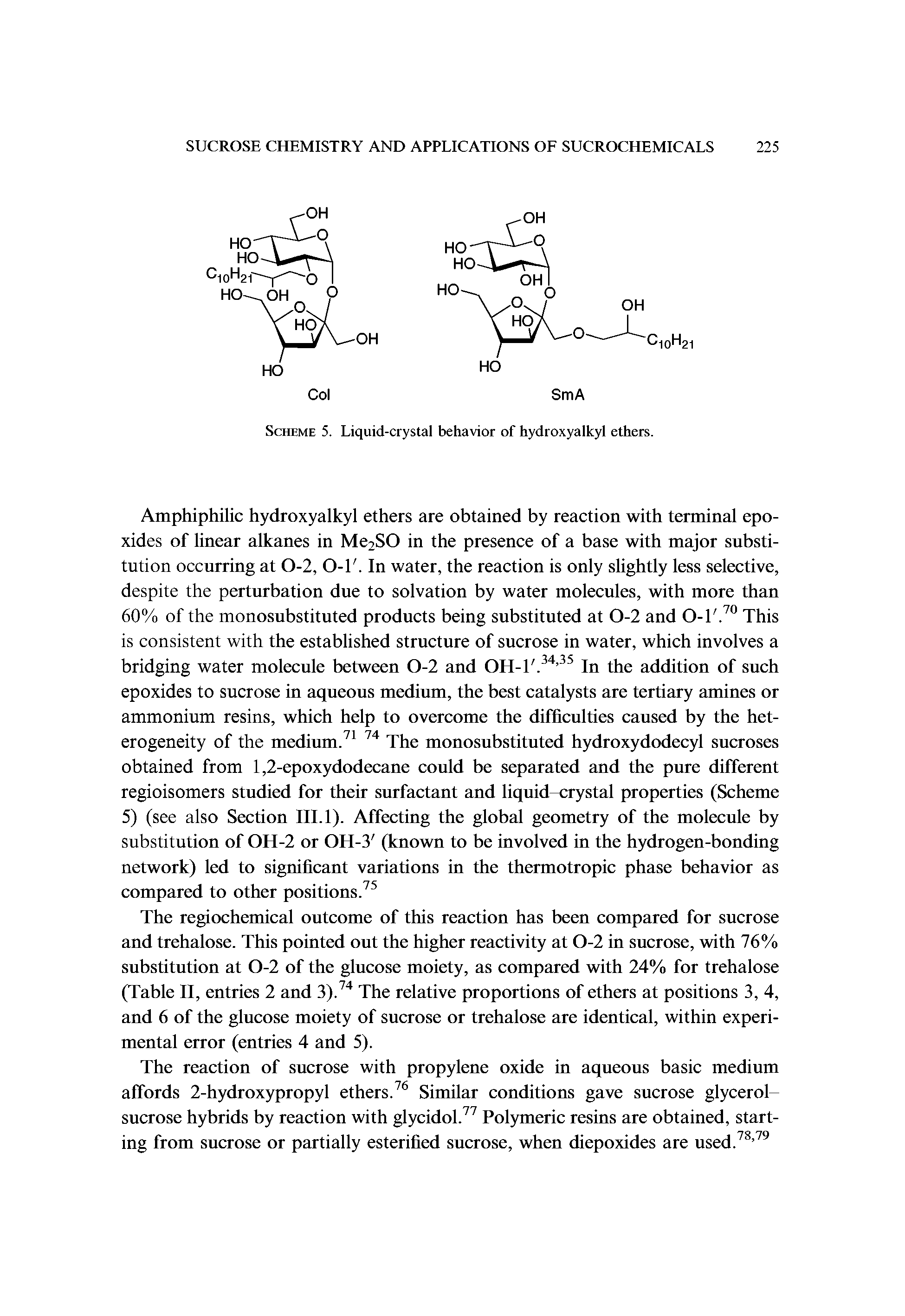 Scheme 5. Liquid-crystal behavior of hydroxyalkyl ethers.