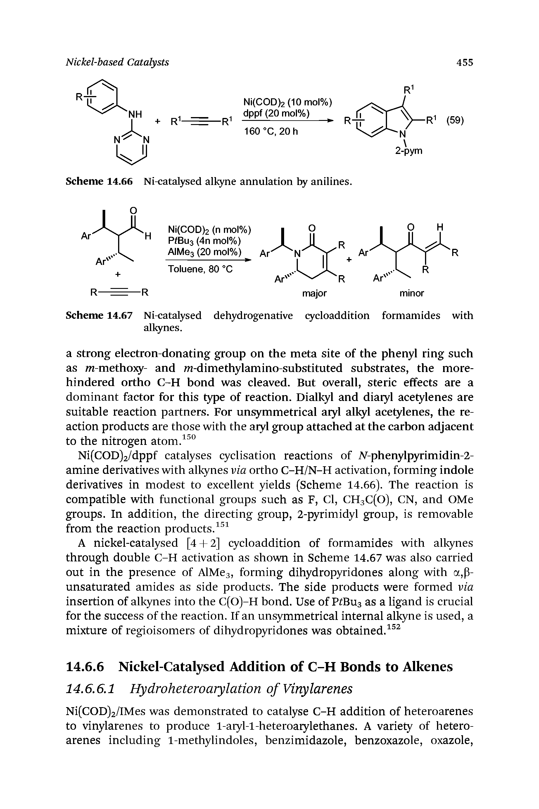 Scheme 14.67 Ni-catalysed dehydrogenative cycloaddition formamides with allgrnes.