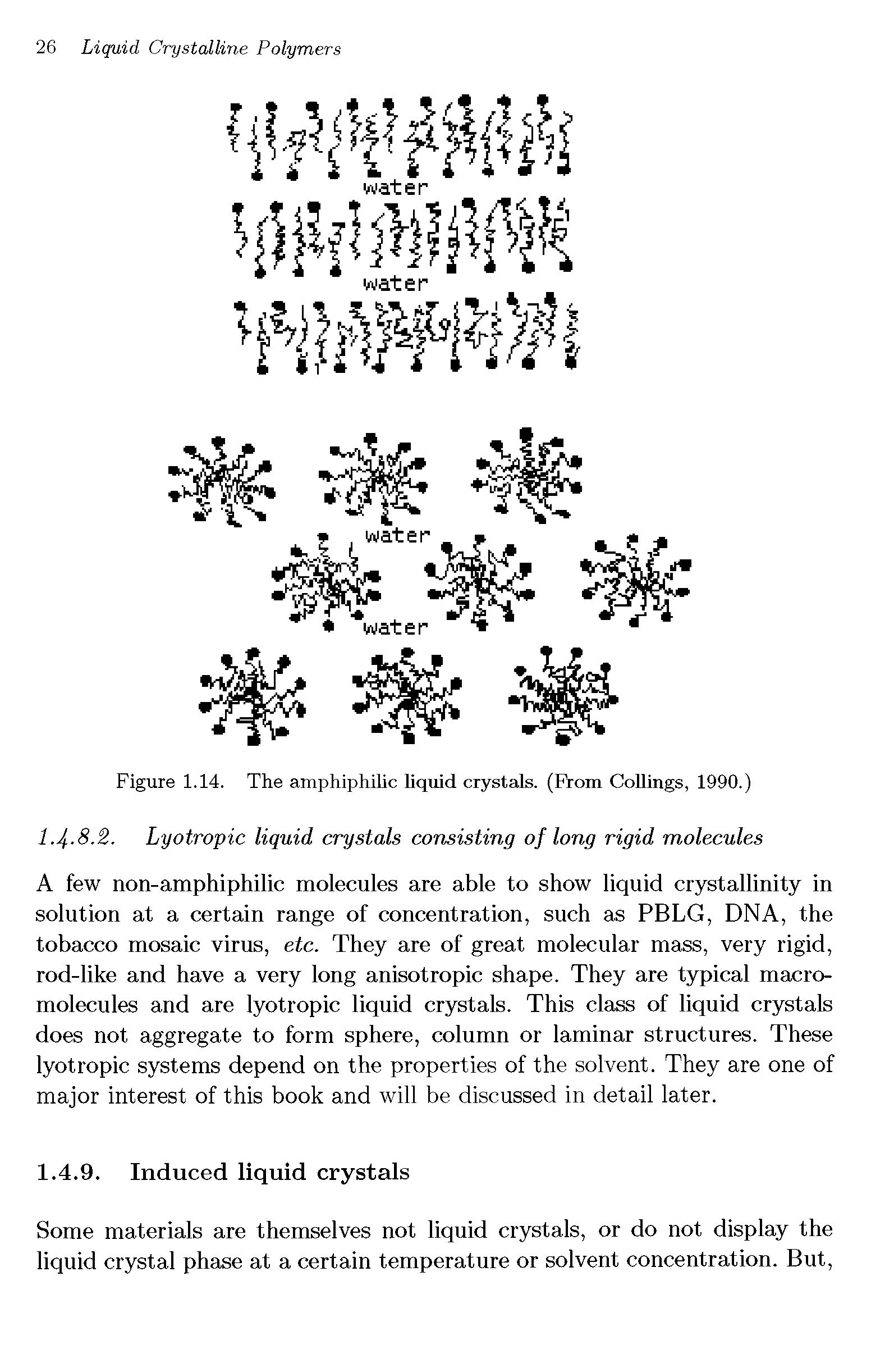 Figure 1.14. The amphiphilic liquid crystals. (From Codings, 1990.)...
