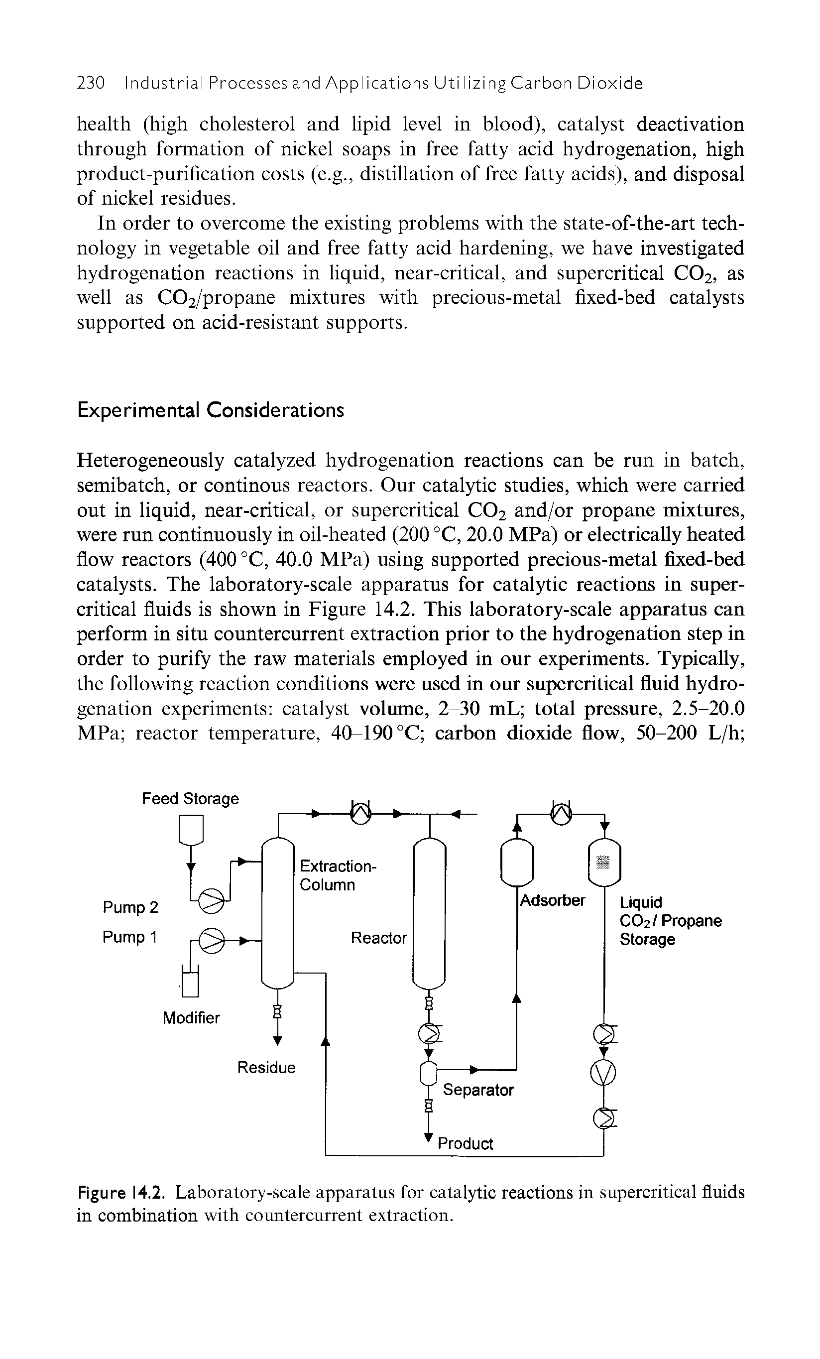 Figure 14.2. Laboratory-scale apparatus for catalytic reactions in supercritical fluids in combination with countercurrent extraction.