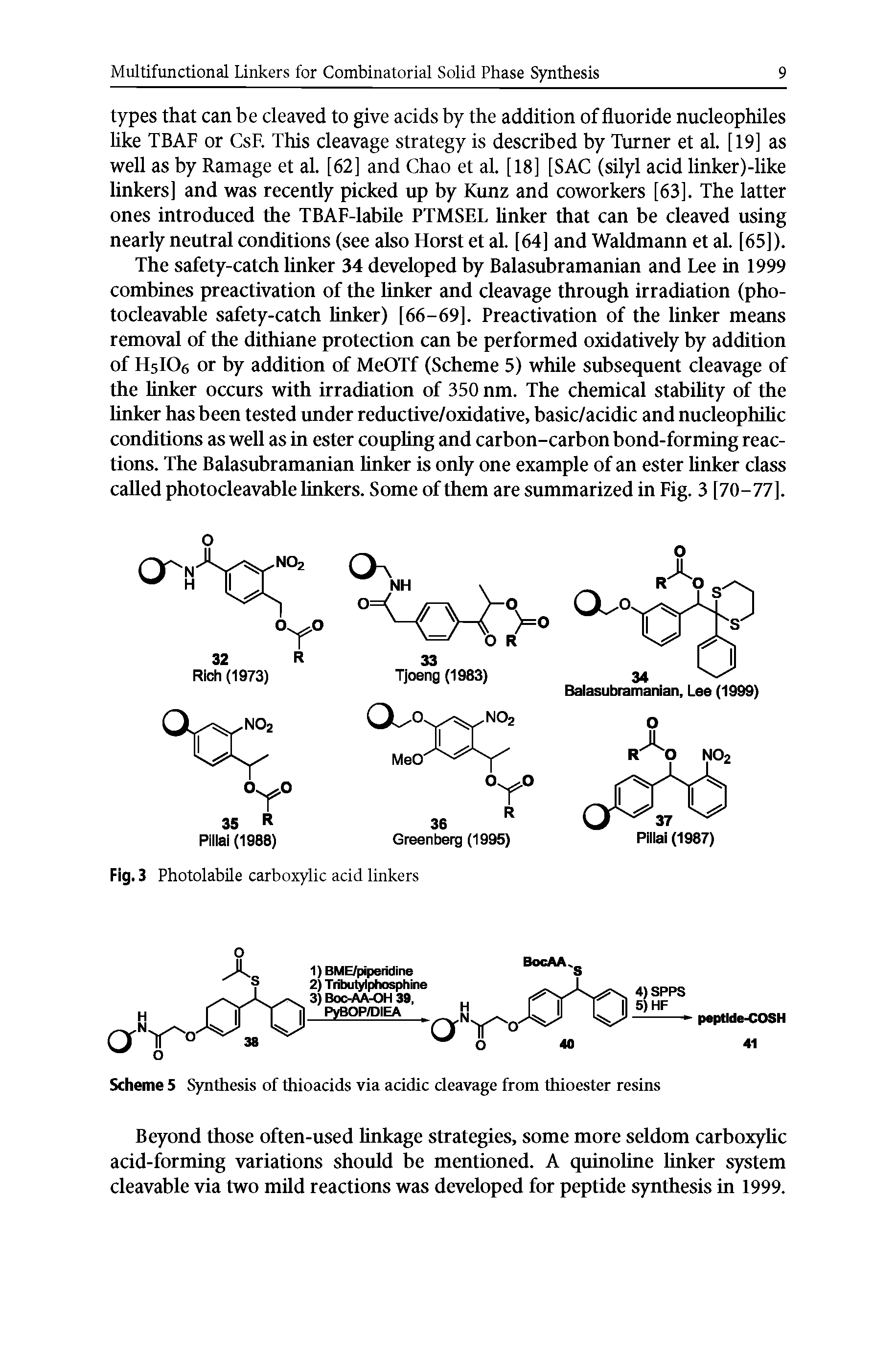 Scheme 5 Synthesis of thioacids via acidic cleavage from thioester resins...