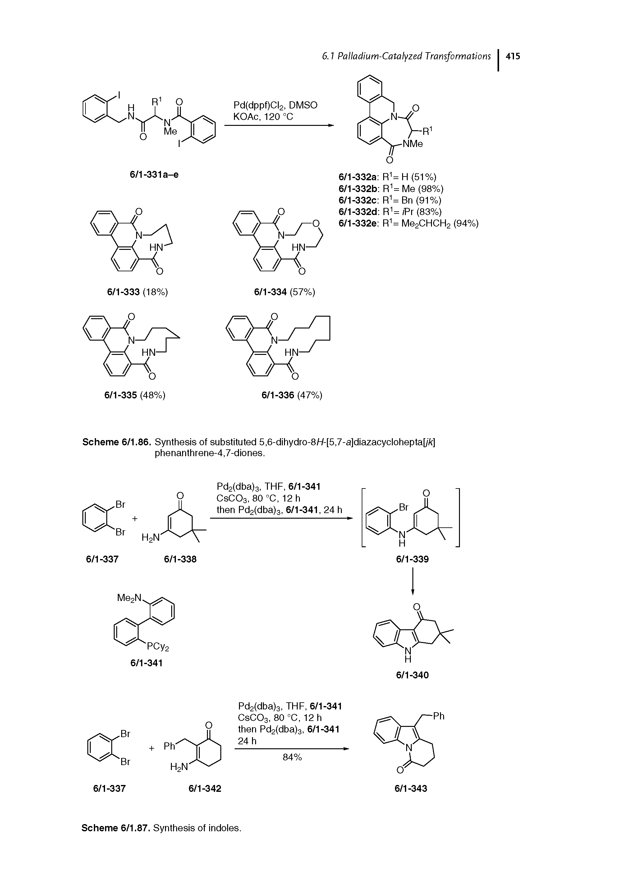 Scheme 6/1.86. Synthesis of substituted 5,6-dihydro-8/-/-[5,7-a]diazacyclohepta[/7c] phenanthrene-4,7-diones.