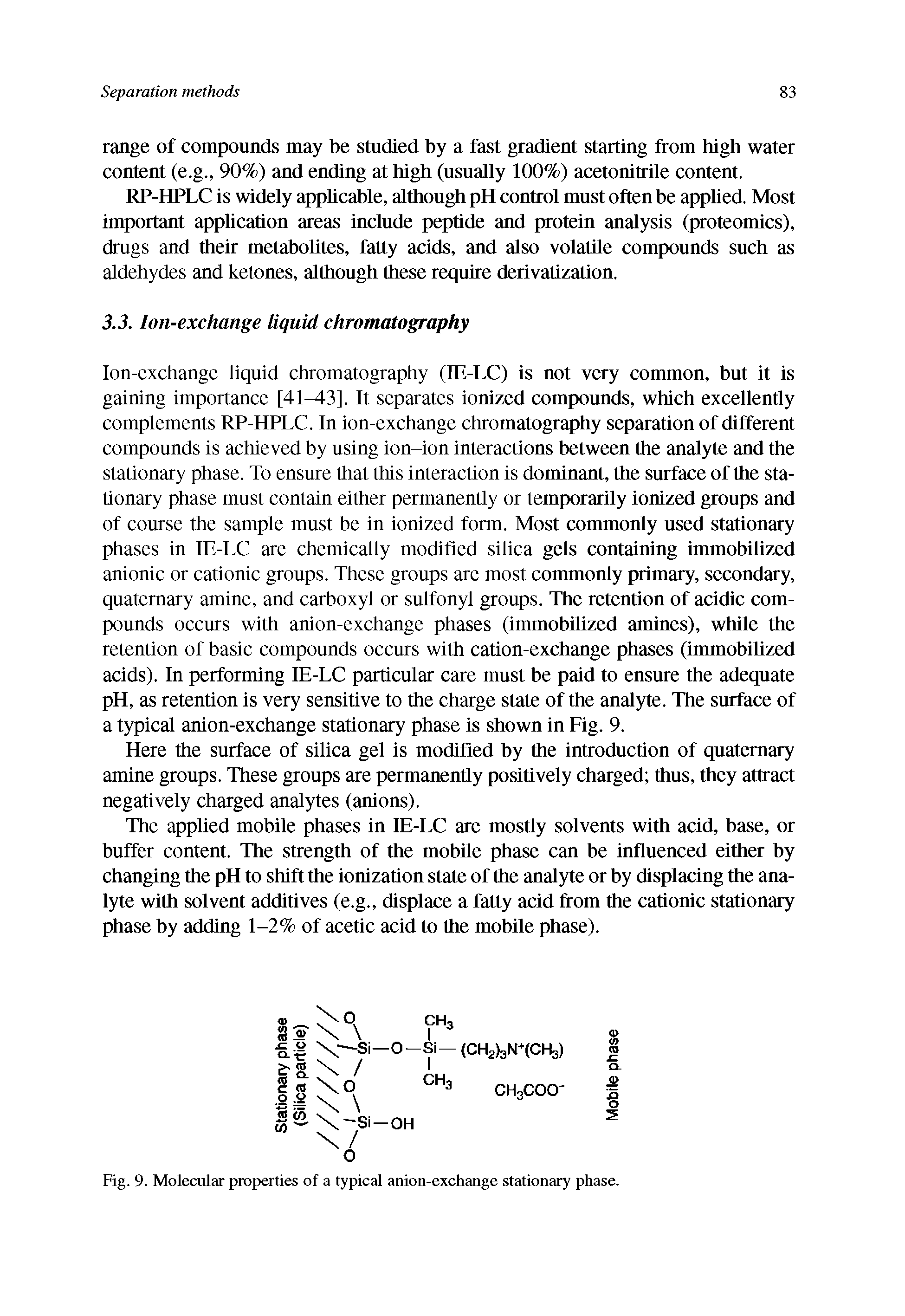 Fig. 9. Molecular properties of a typical anion-exchange stationary phase.