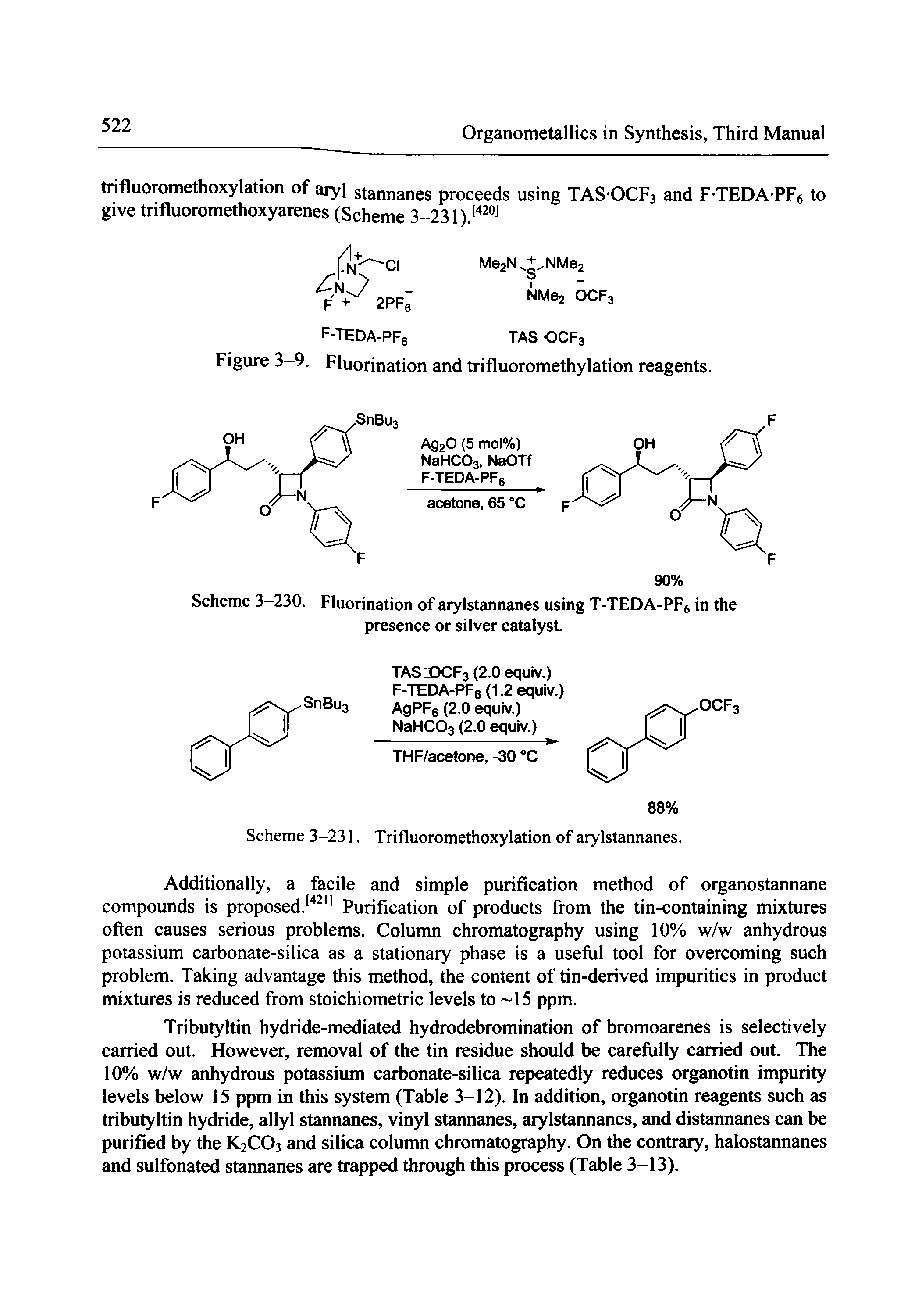 Scheme 3-230. Fluorination of arylstannanes using T-TEDA-PFe in the presence or silver catalyst.