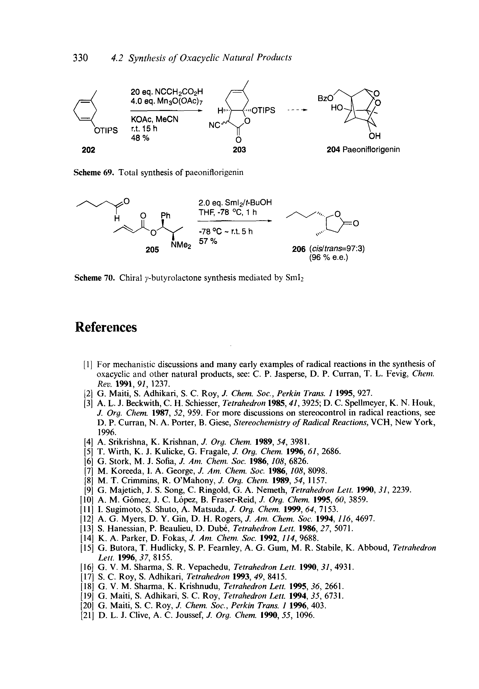 Scheme 70. Chiral y-butyrolactone synthesis mediated by Sml2...