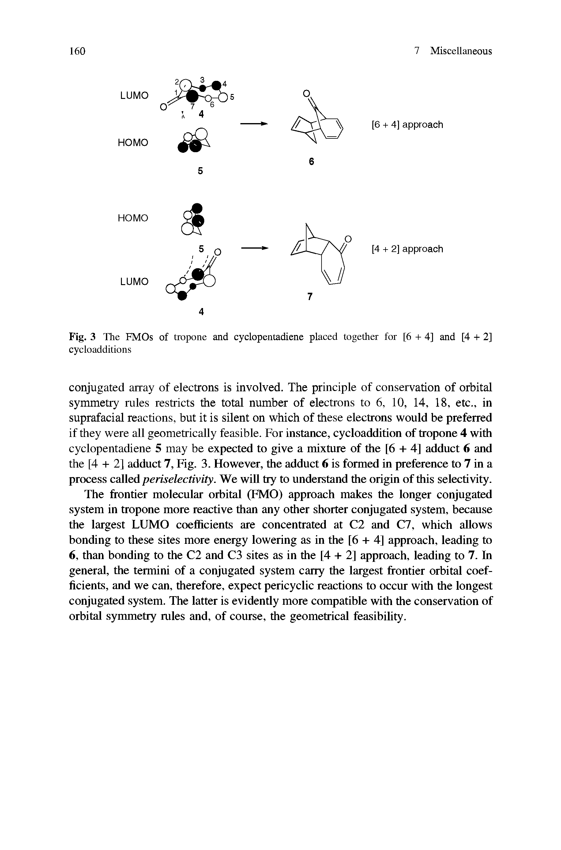 Fig. 3 The EMOs of tropone and cyclopentadiene placed together for [6 + 4] and [4 + 2] cycloadditions...