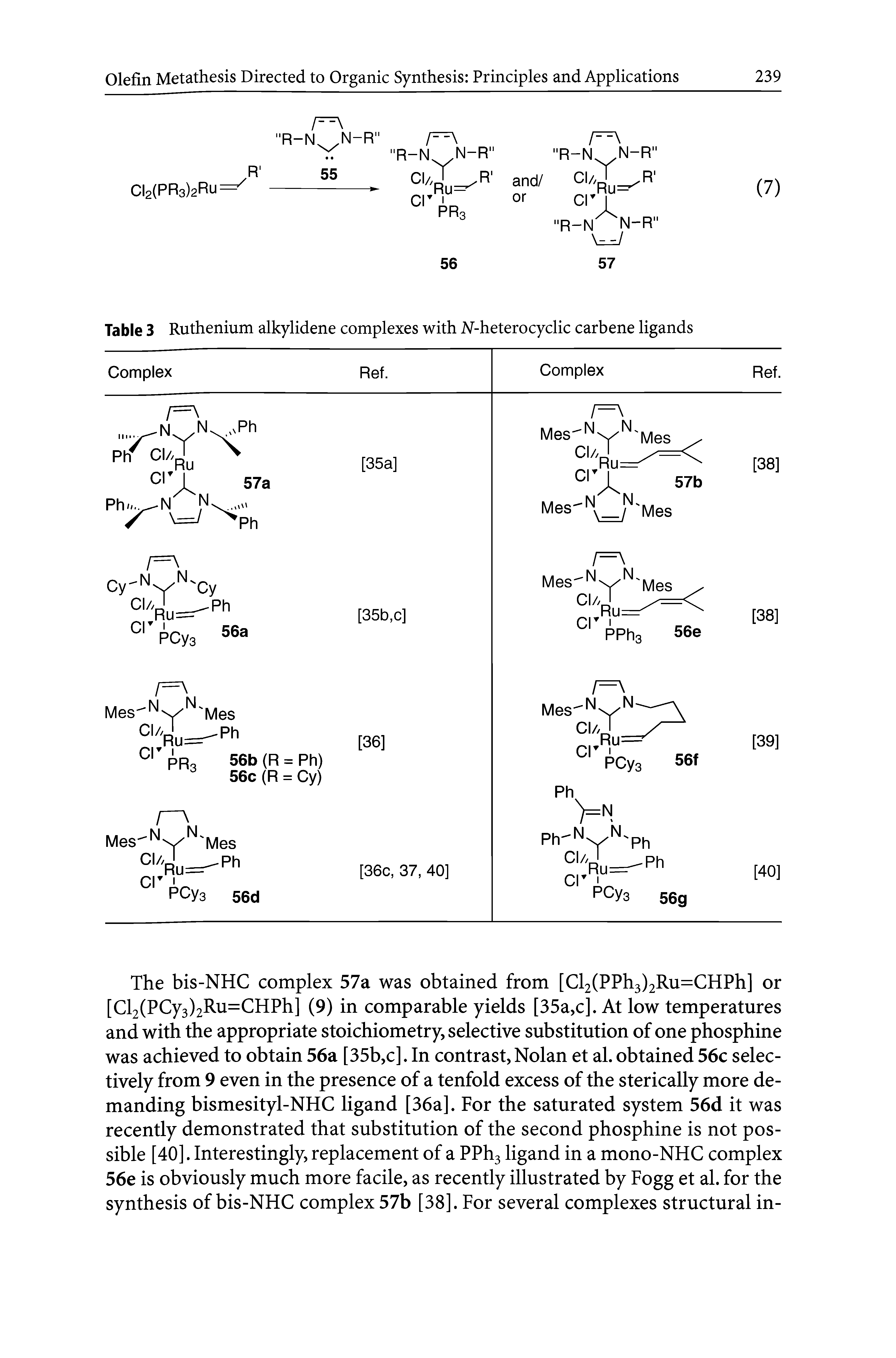 Table 3 Ruthenium alkylidene complexes with JV-heterocyclic carbene ligands...