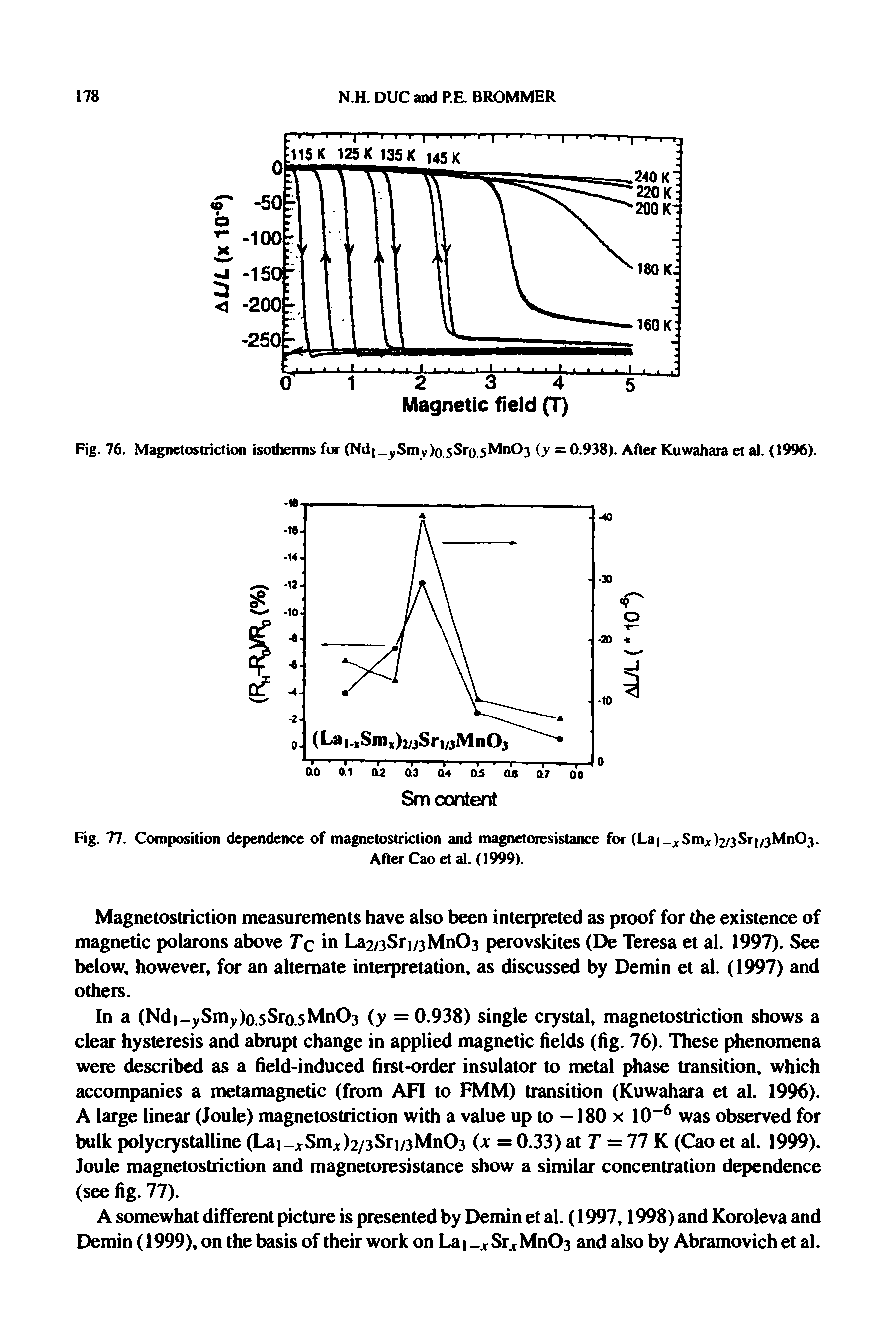 Fig. 77. Composition dependence of magnetostriction and magnetoresistance for (La xSmx)2/3Sr /3MnOj.