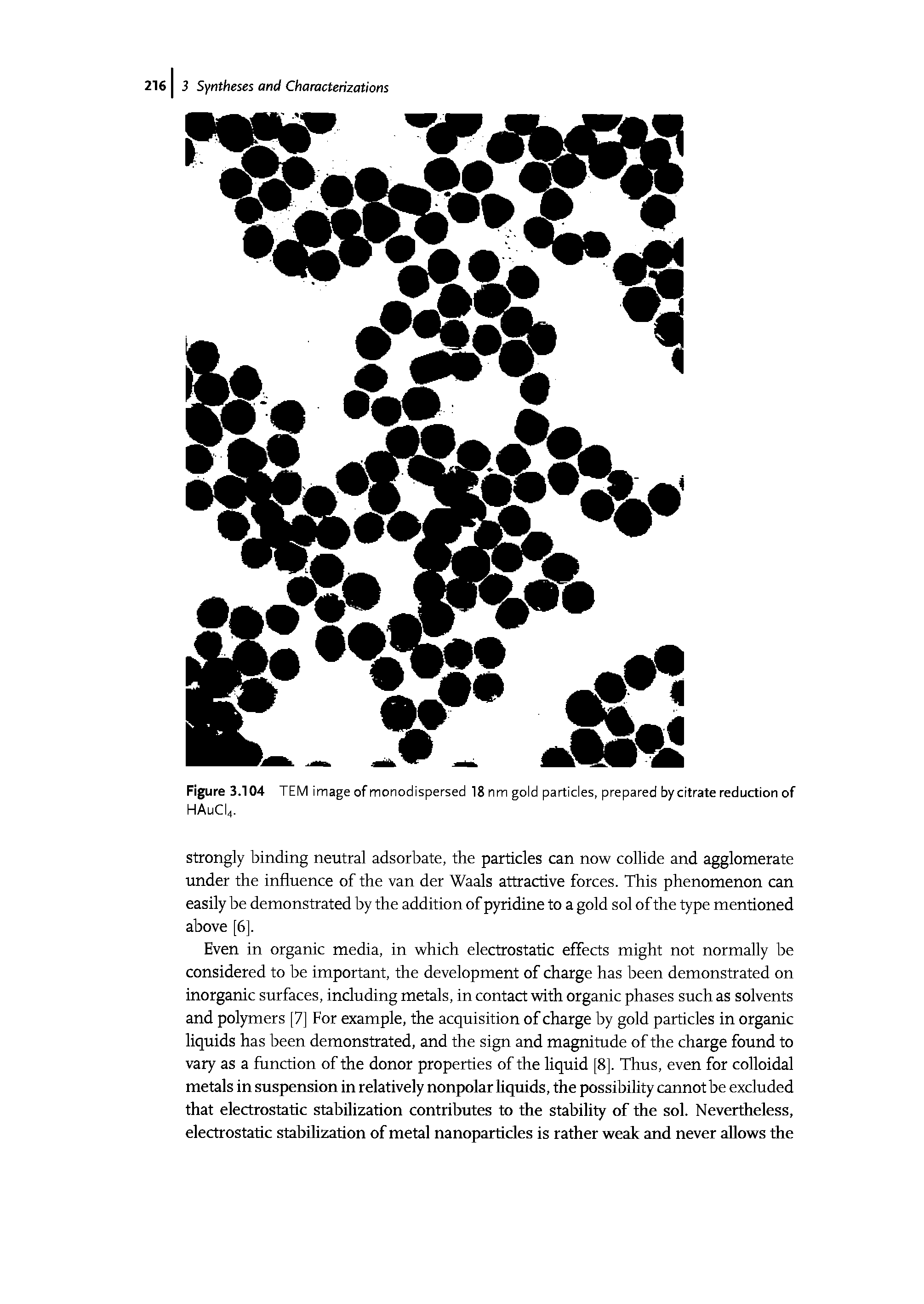 Figure 3.104 TEM image of monodispersed 18 nm gold particles, prepared by citrate reduction of HAuCU.