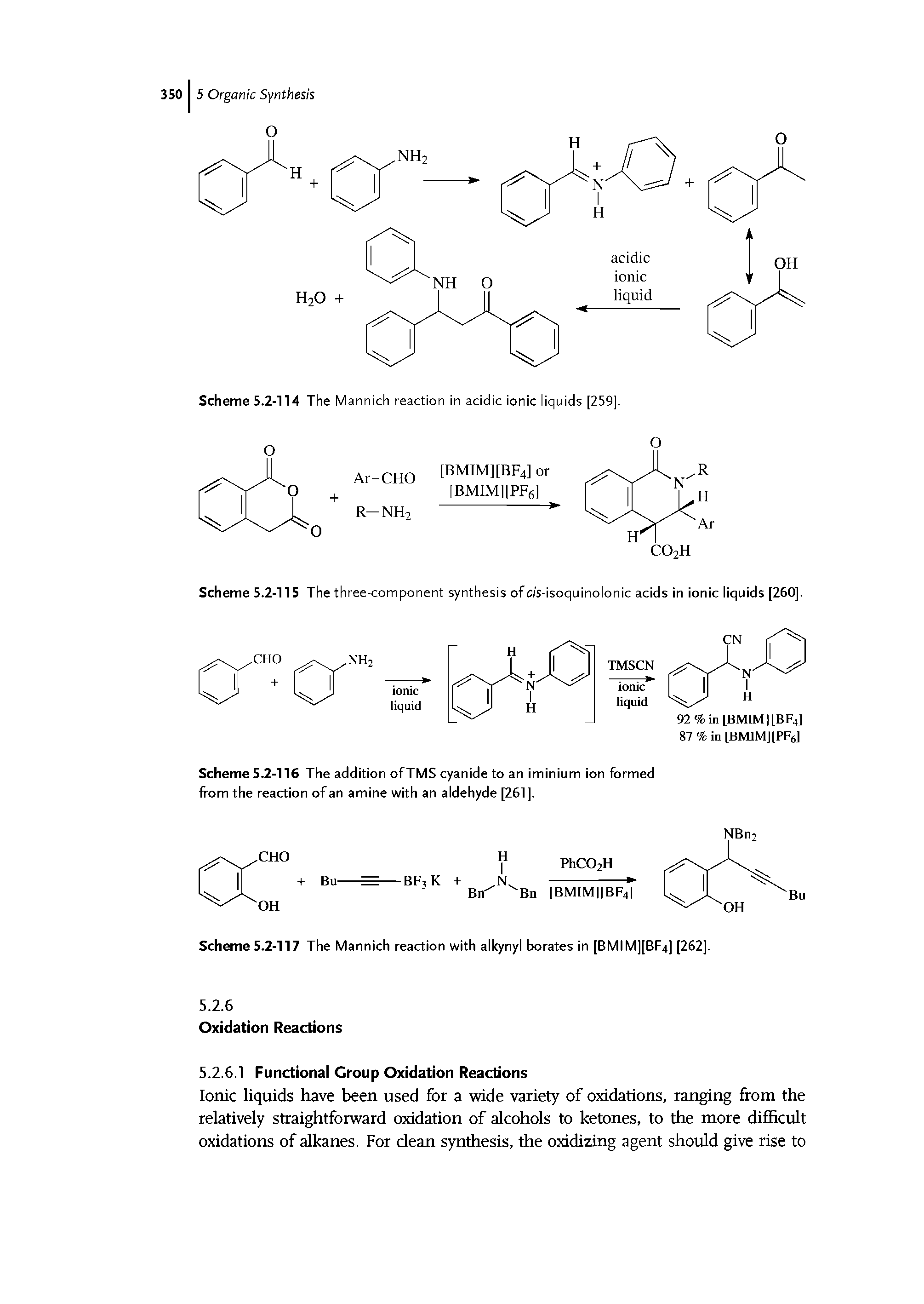 Scheme 5.2-114 The Mannich reaction in acidic ionic liquids [259].