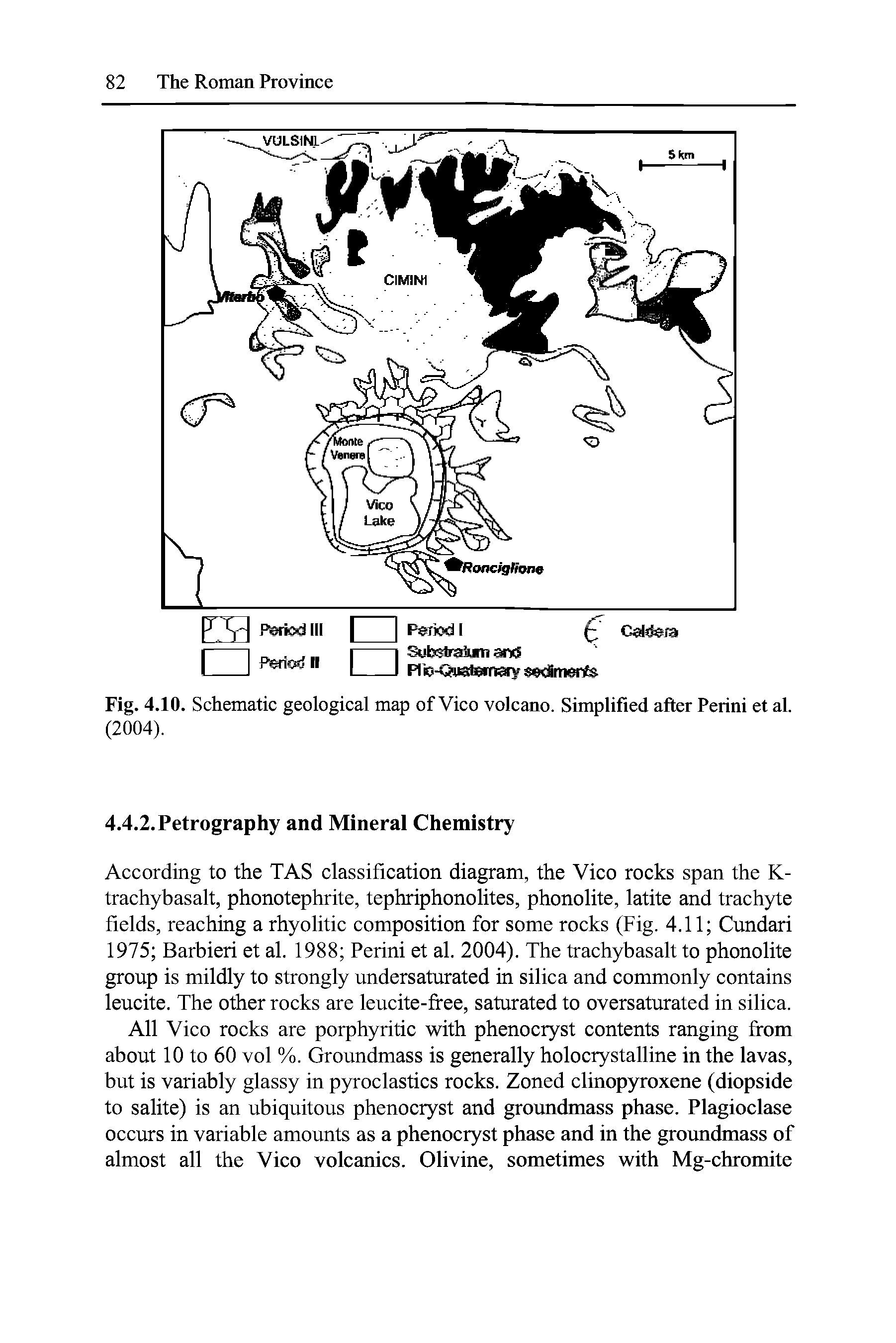 Fig. 4.10. Schematic geological map of Vico volcano. Simplified after Perini et al.