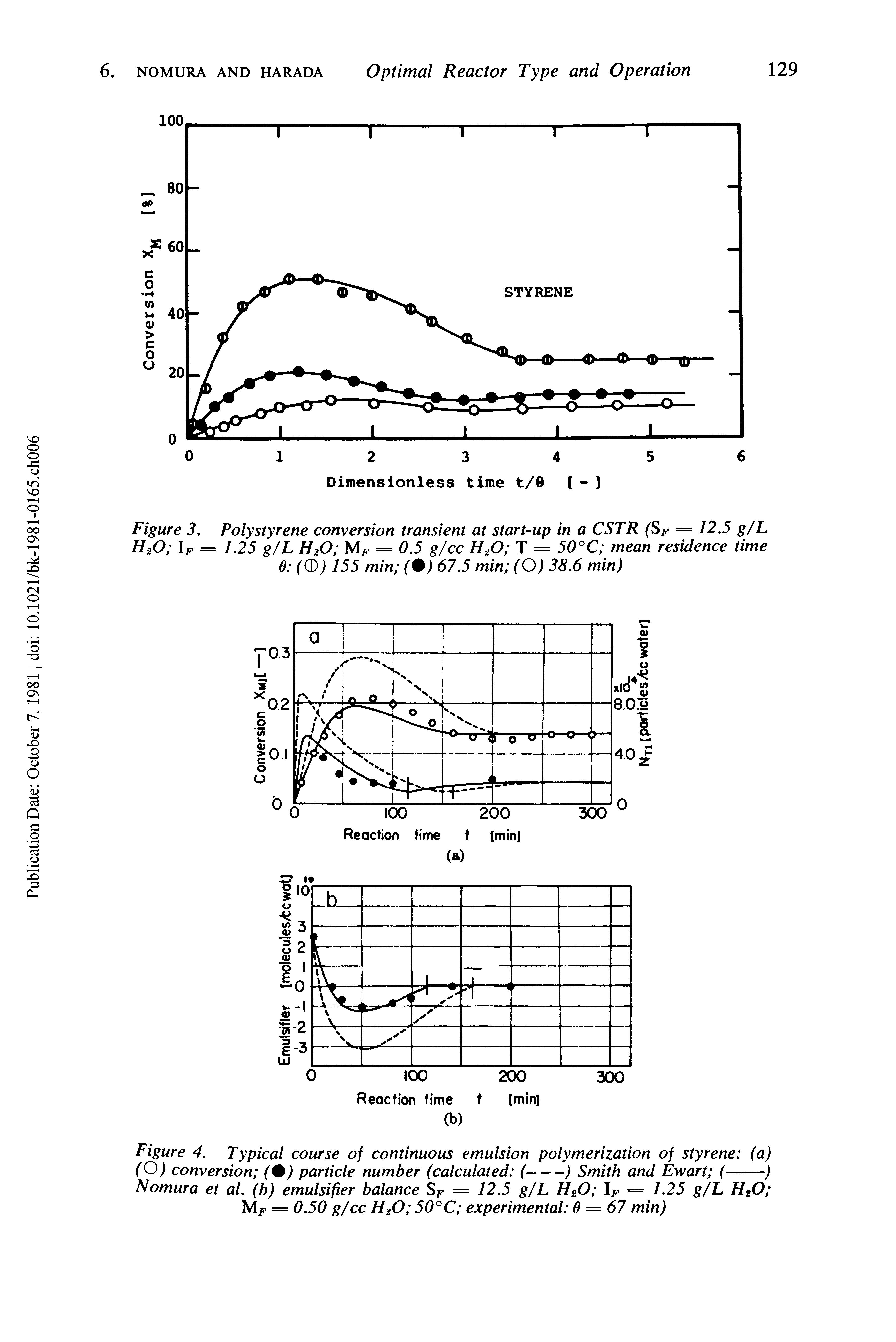 Figure 4. Typical course of continuous emulsion polymerization of styrene (a)...