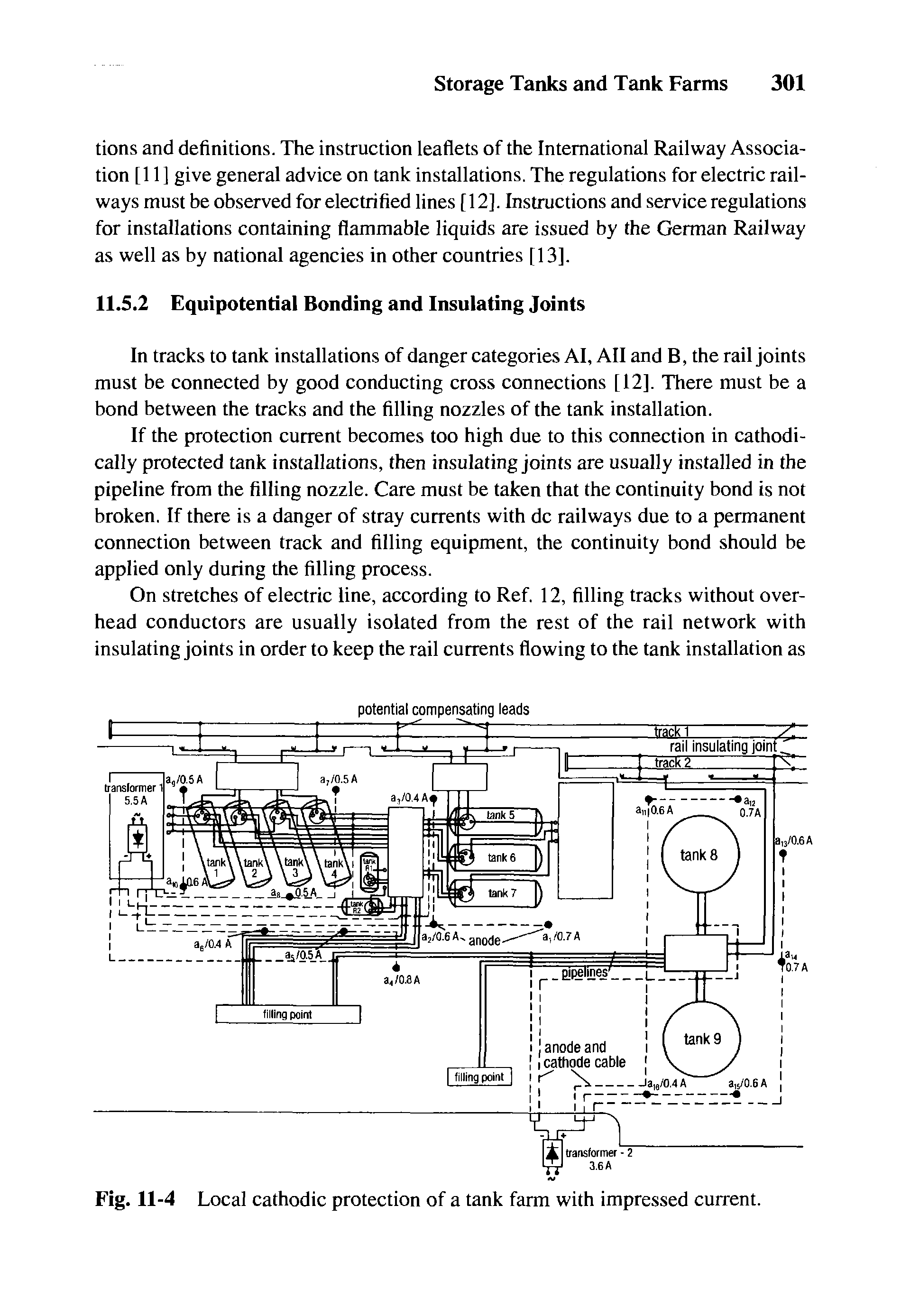 Fig. 11-4 Local cathodic protection of a tank farm with impressed current.