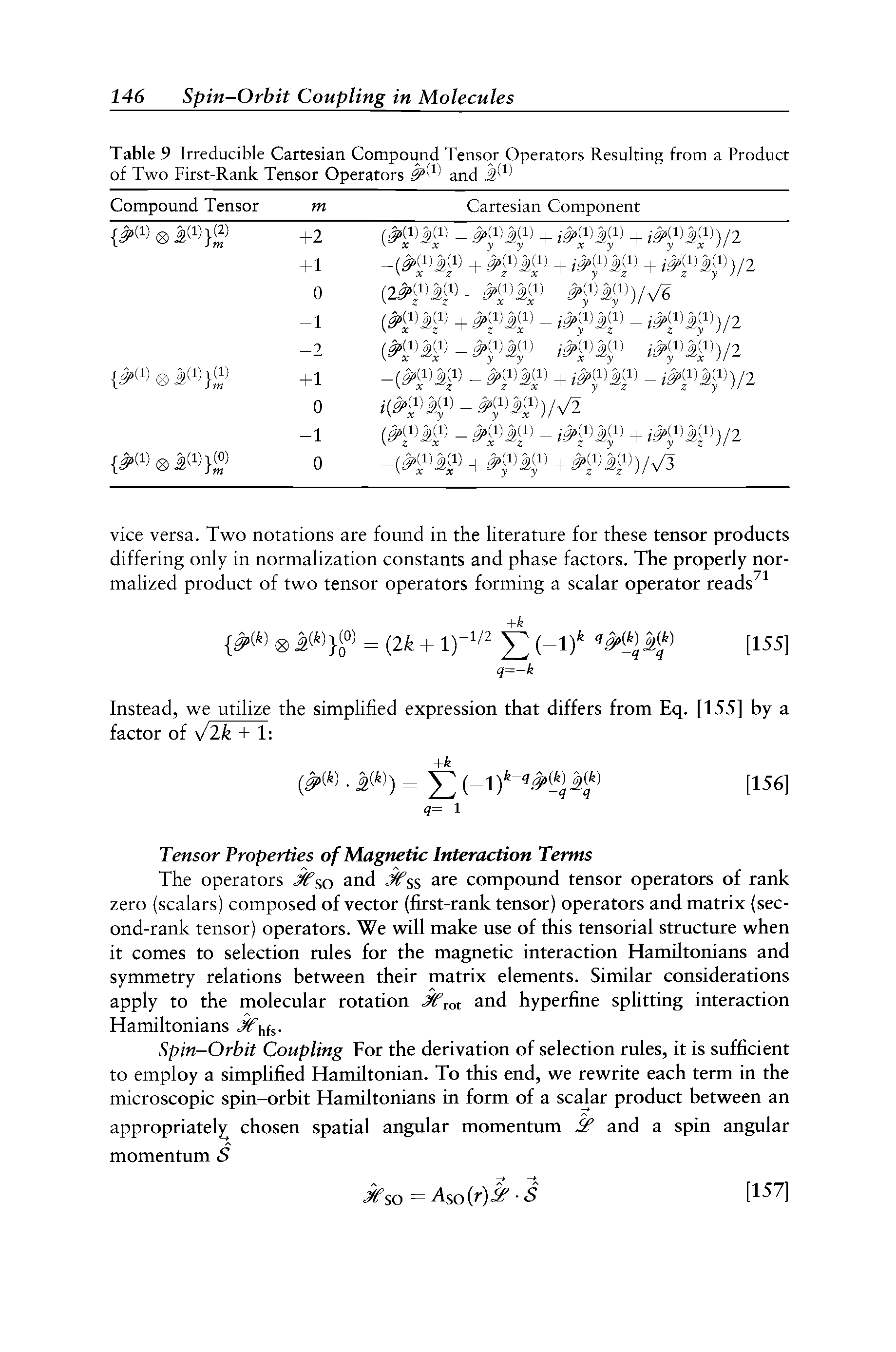 Table 9 Irreducible Cartesian Compound Tensor Operators Resulting from a Product of Two First-Rank Tensor Operators 3 and jT ...