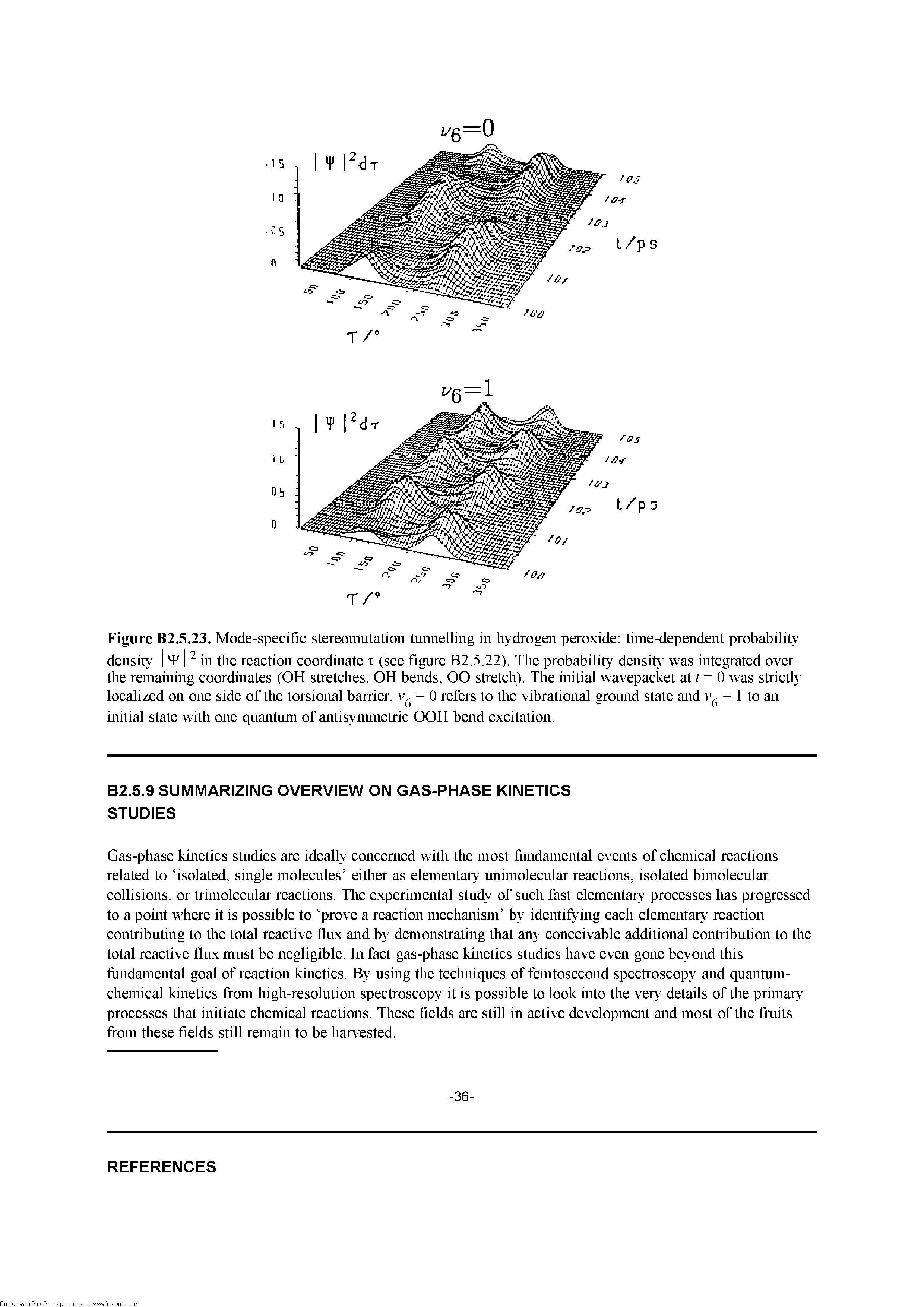 Figure B2.5.23. Mode-specific stereomiitation tunnelling in hydrogen peroxide time-dependent probability...