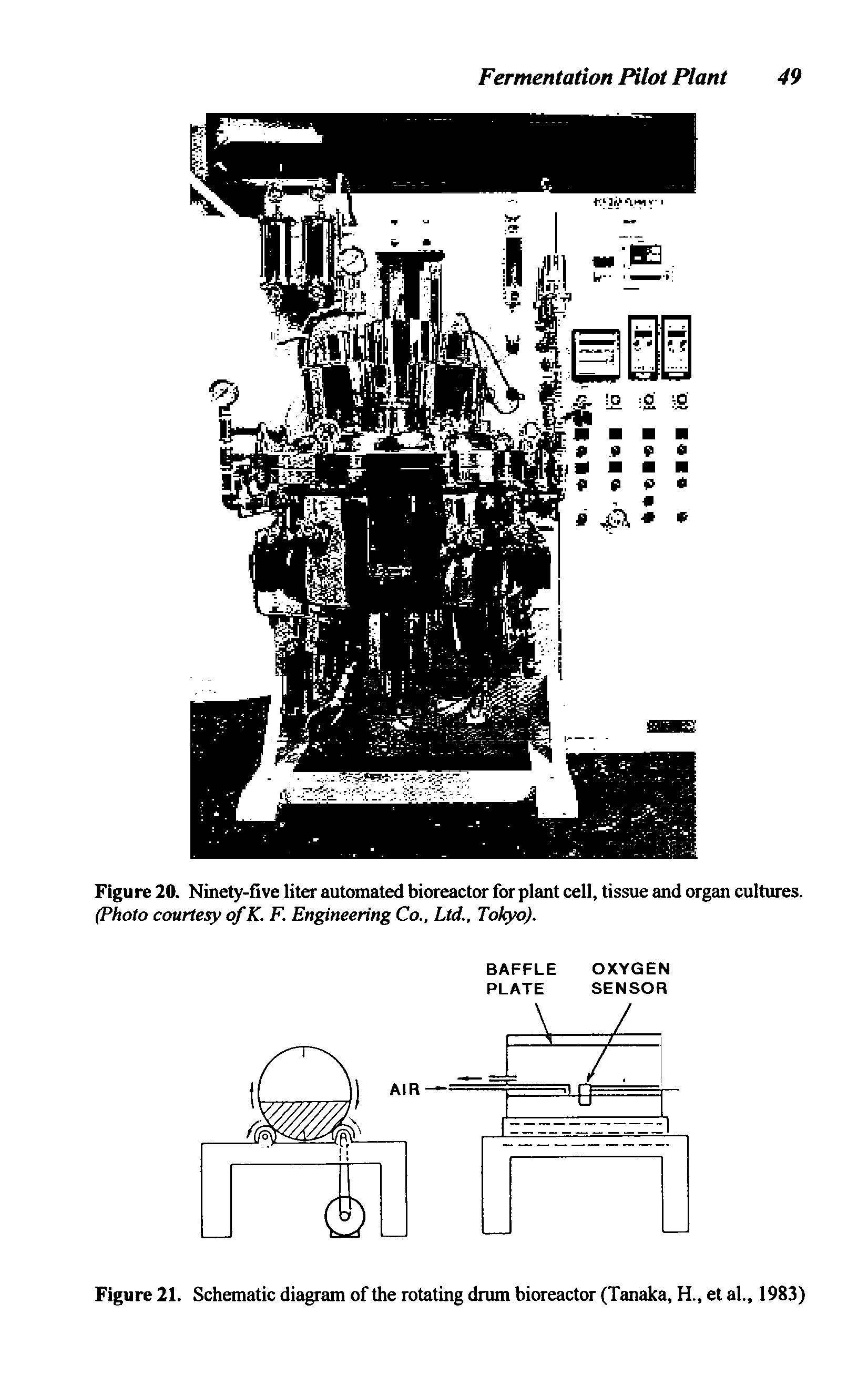 Figure 21. Schematic diagram of the rotating drum bioreactor (Tanaka, H., et al., 1983)...
