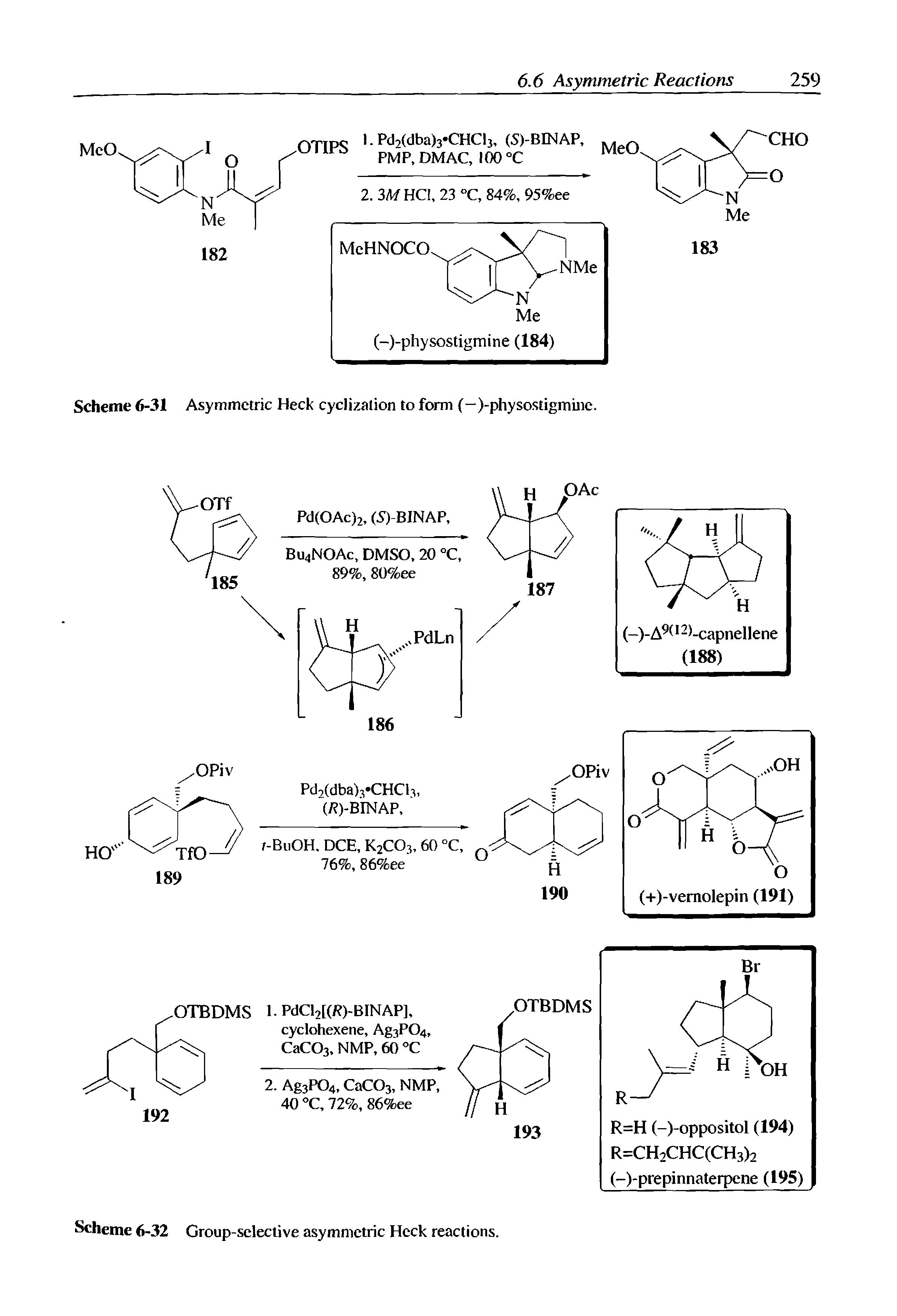 Scheme 6-32 Group-selective asymmetric Heck reactions.