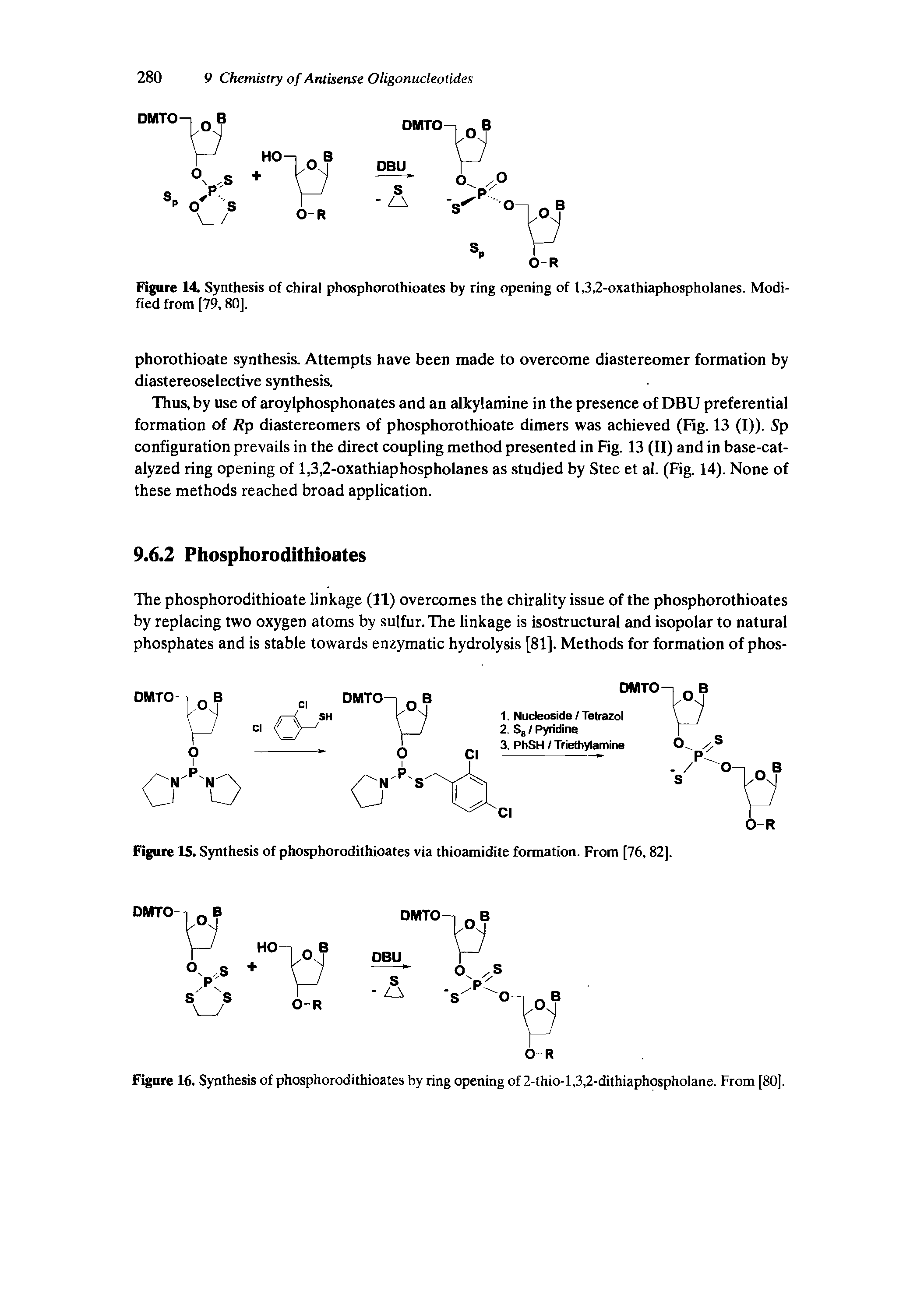 Figure 14. Synthesis of chiral phosphorothioates by ring opening of 1,3,2-oxathiaphospholanes. Modified from [79, 80],...