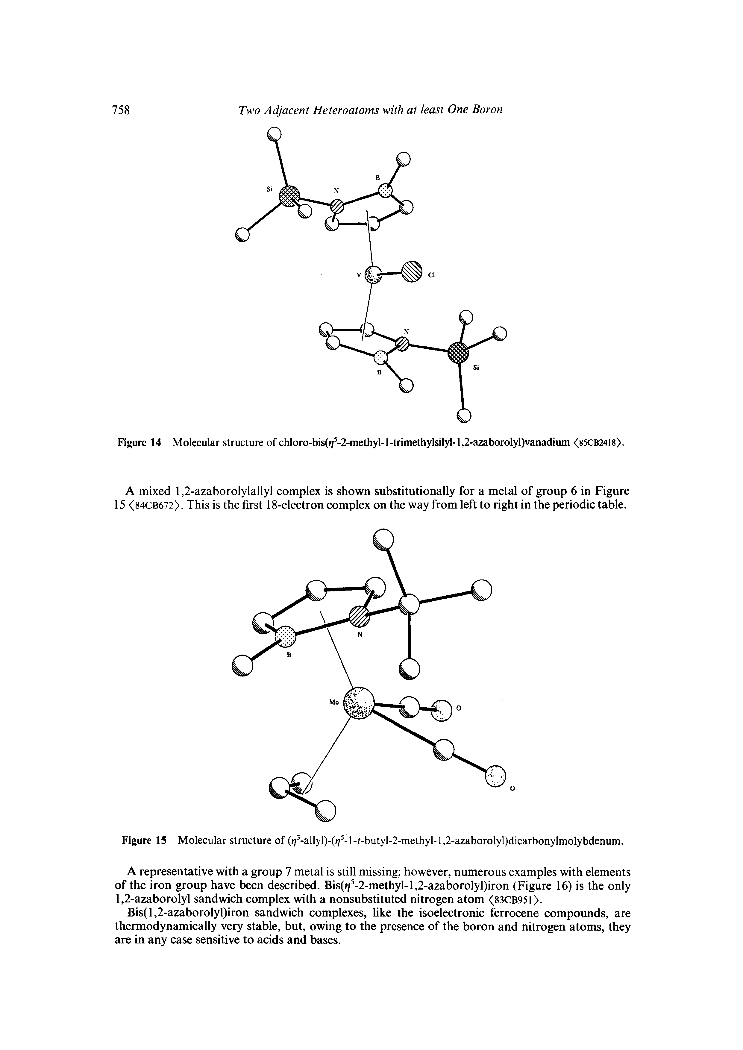 Figure 15 Molecular structure of ( -allyl)-(> -l- -butyl-2-methyl-l,2-azaborolyl)dicarbonylmolybdenum.