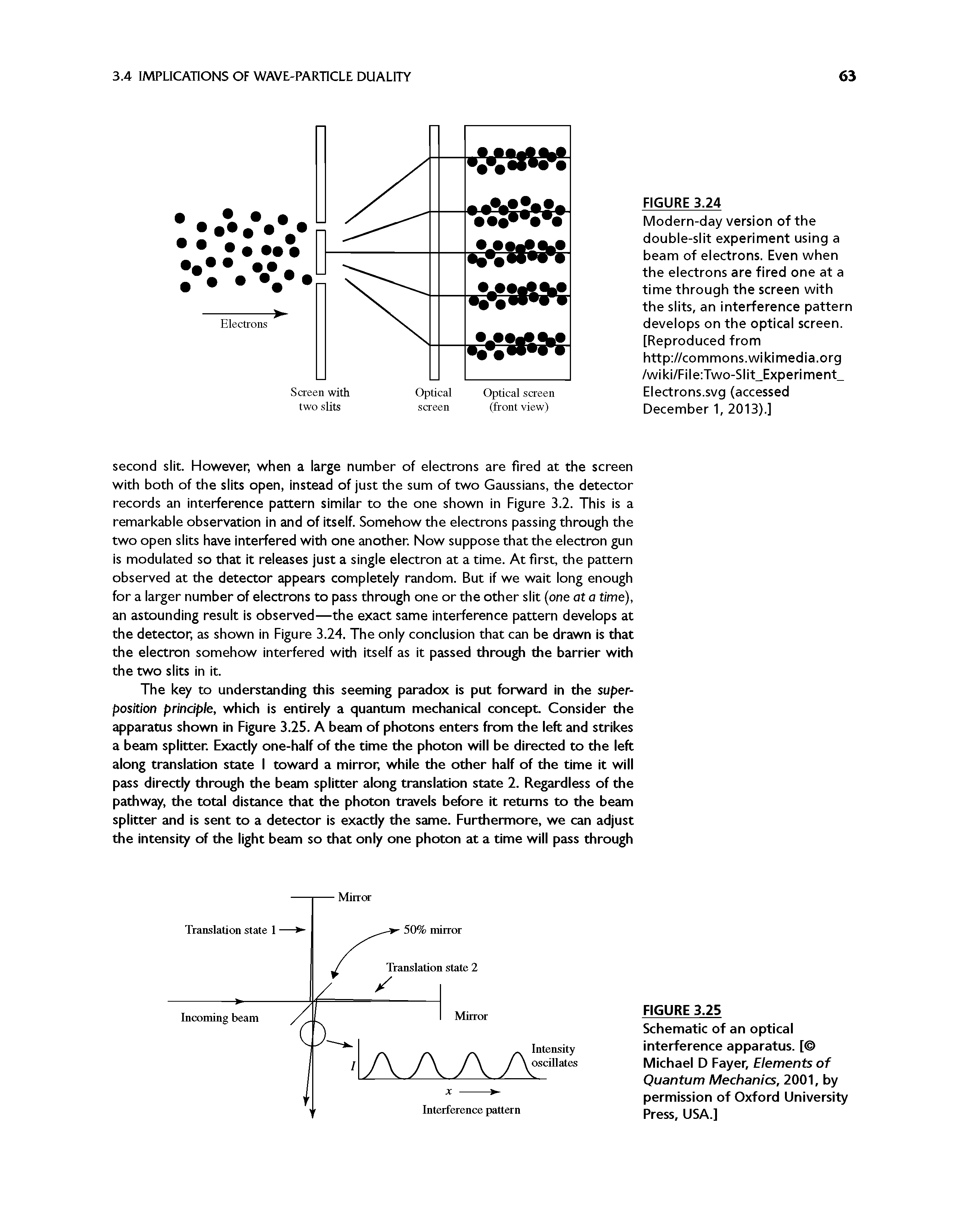 Schematic of an optical interference apparatus. [ Michael D Fayer, Elements of Quantum Mechanics, 2001, by permission of Oxford University Press, USA.]...