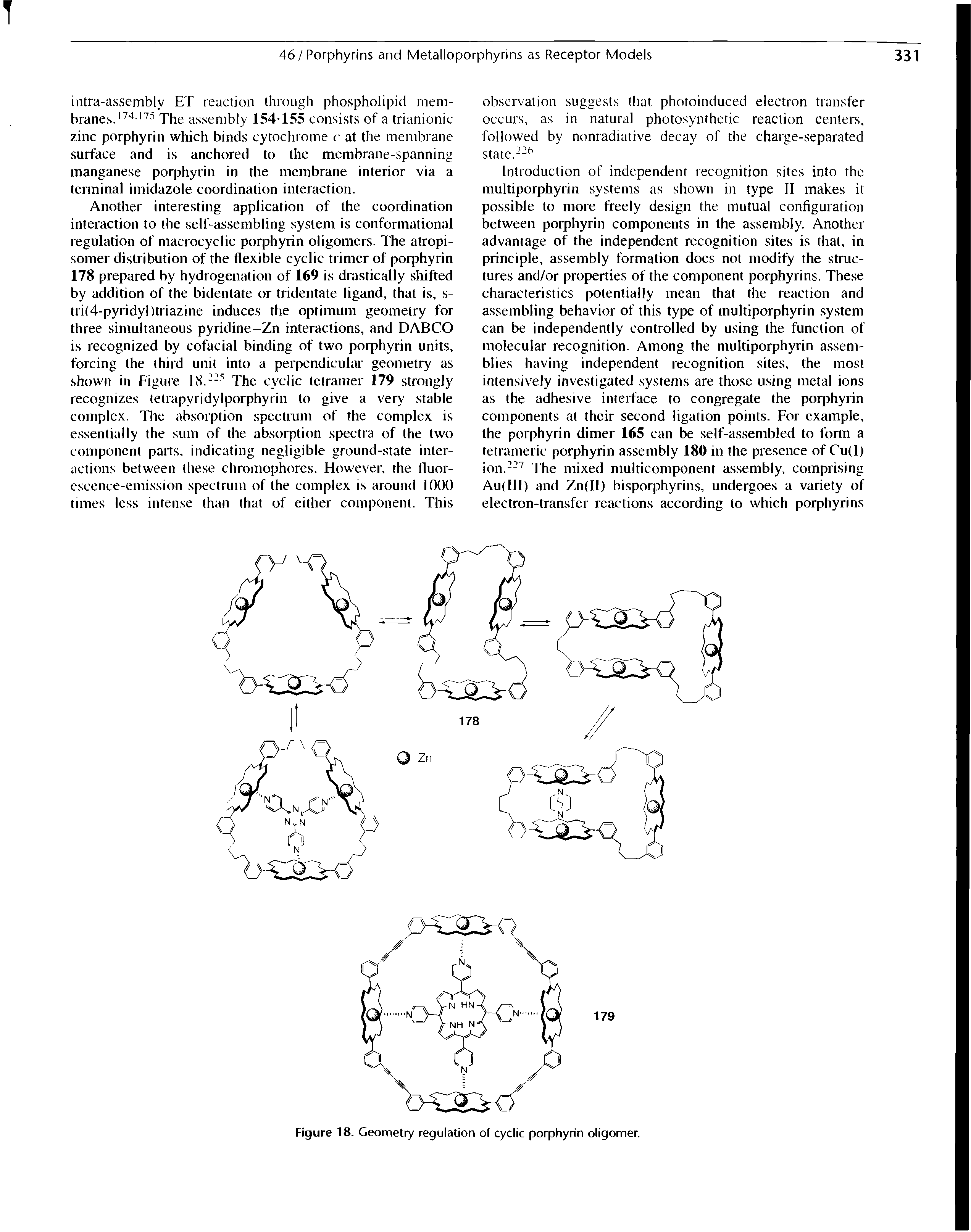 Figure 18. Geometry regulation of cyclic porphyrin oligomer.