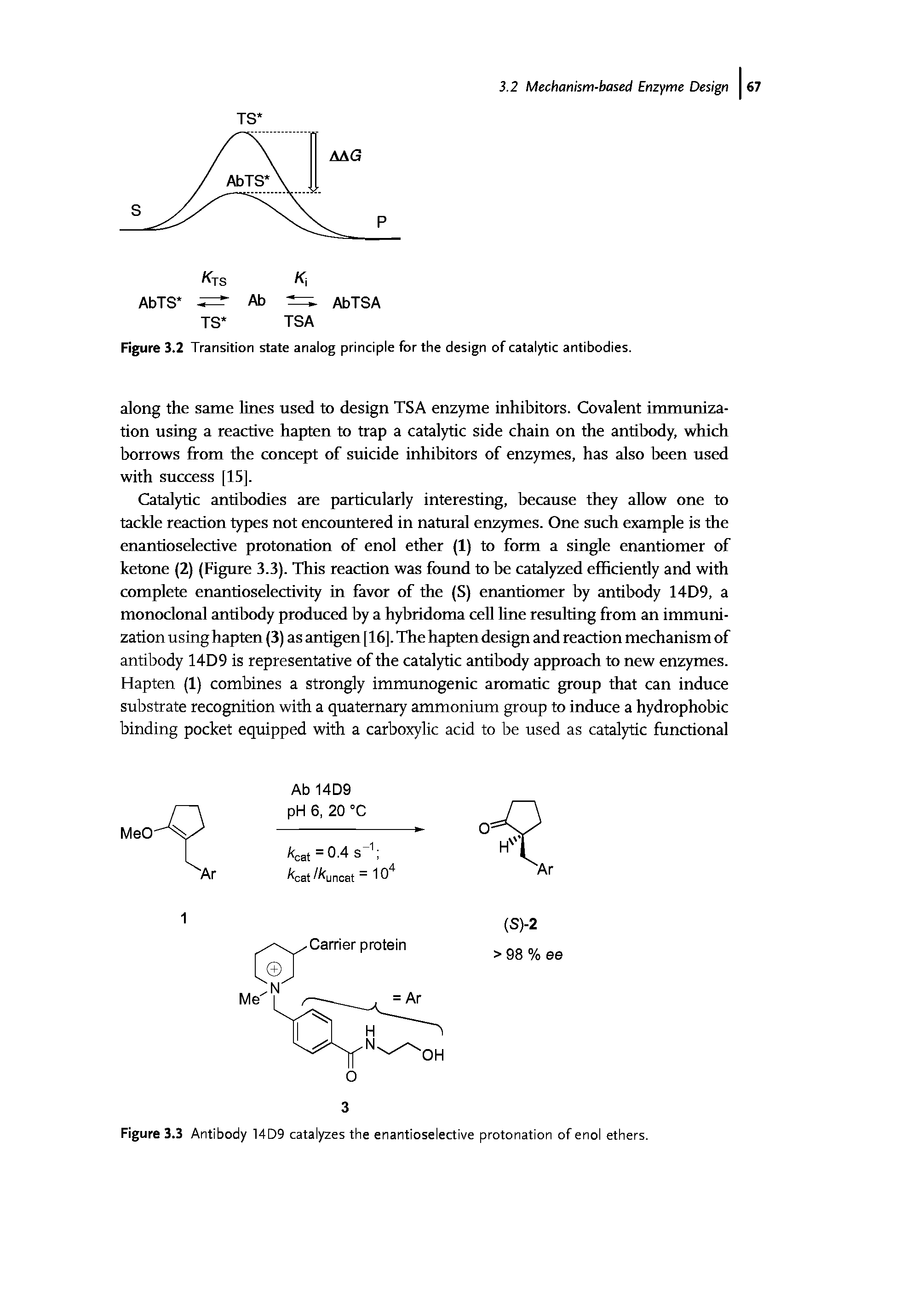 Figure 3.3 Antibody 14D9 catalyzes the enantioselective protonation of enol ethers.