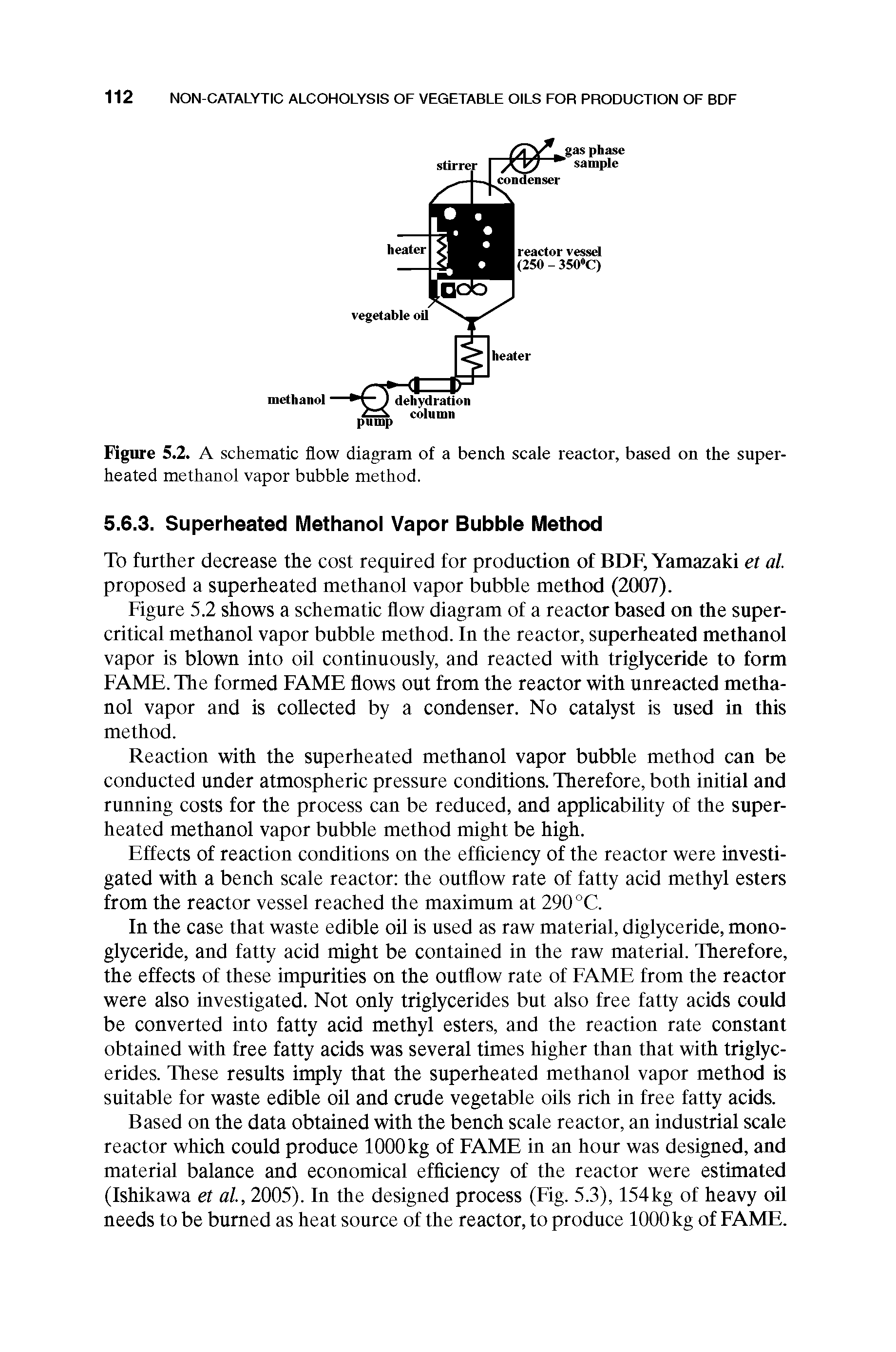 Figure 5.2. A schematic flow diagram of a bench scale reactor, based on the superheated methanol vapor bubble method.