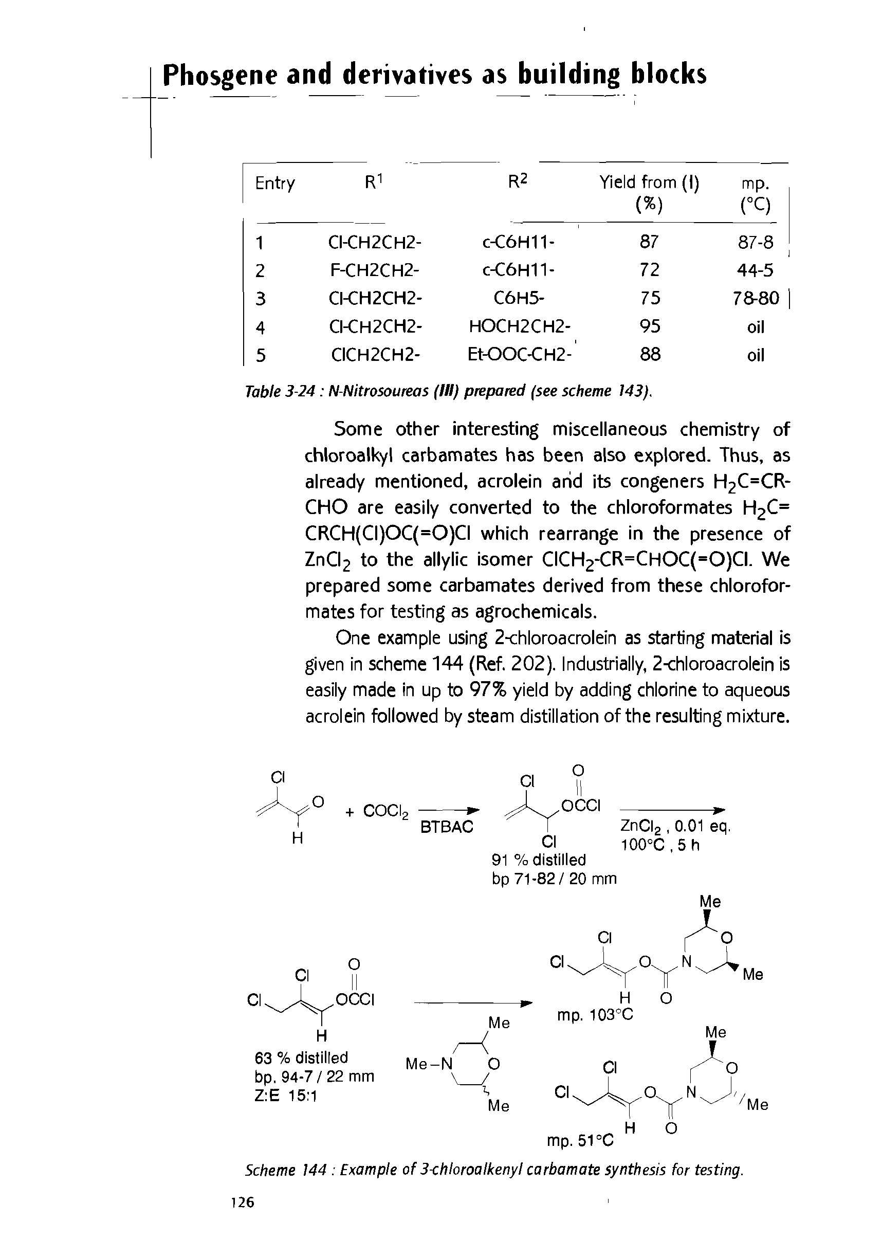 Scheme 144 Example of 3<hloroalkenyl carbamate synthesis for testing. 126...