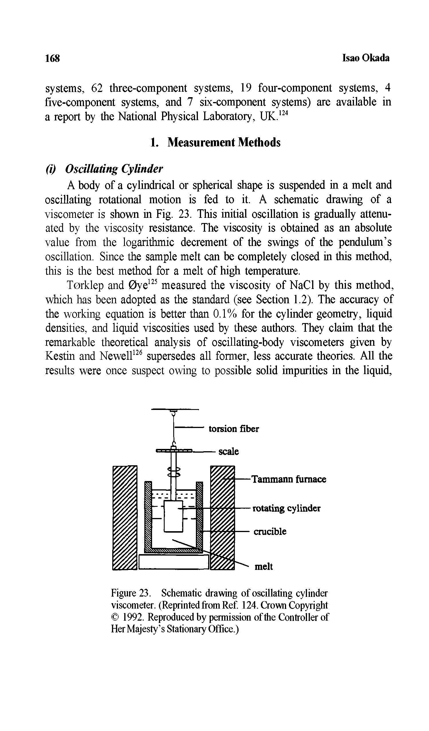 Figure 23. Schematic drawing of oscillating cylinder viscometer. (Reprinted from Ref 124. Crown Copyright 1992. Reproduced by permission ofthe Controller of Her Majesty s Stationary Office.)...