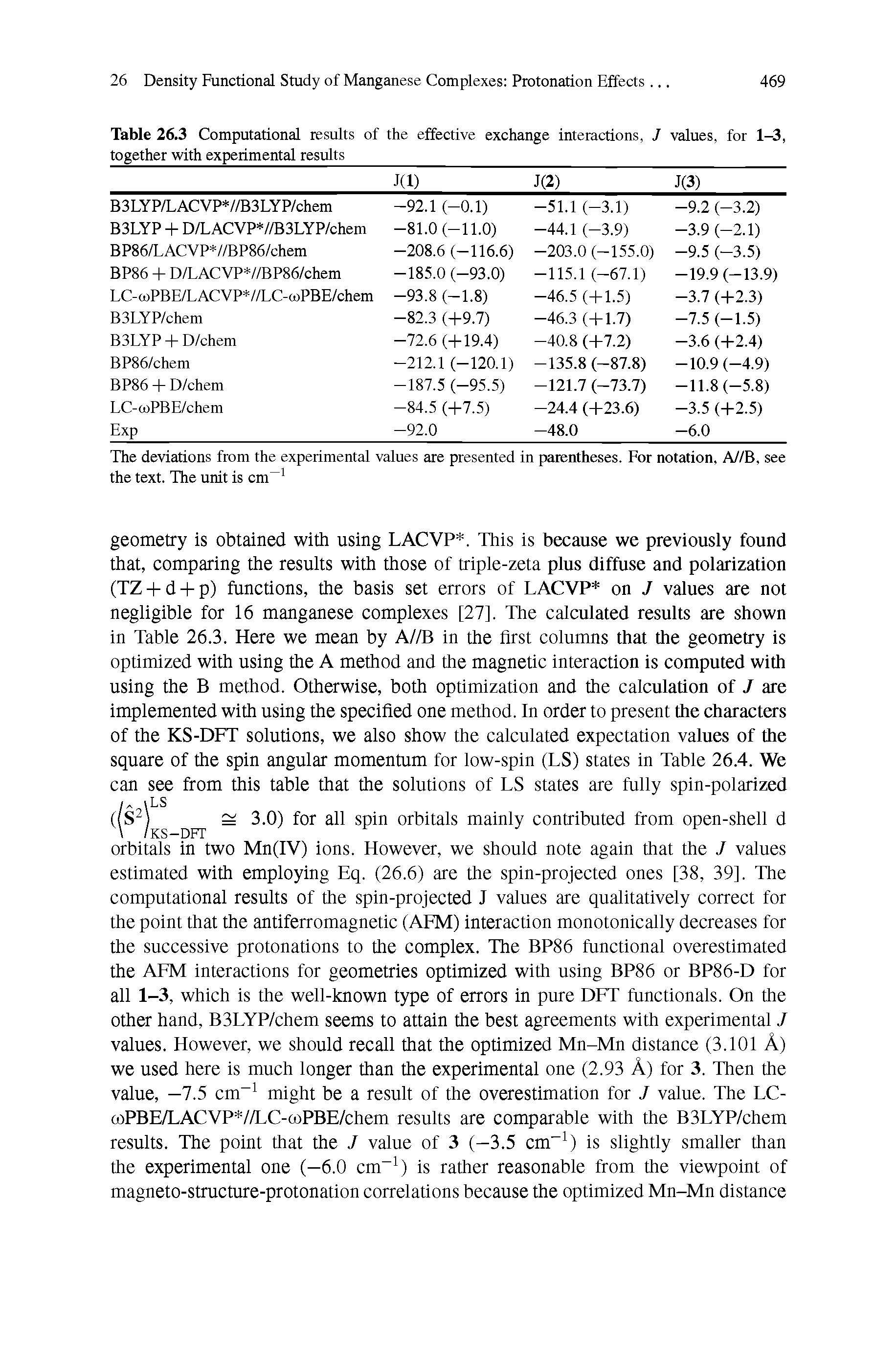 Table 26.3 Computational results of the effective exchange interactions, J values, for 1-3, together with experimental results...