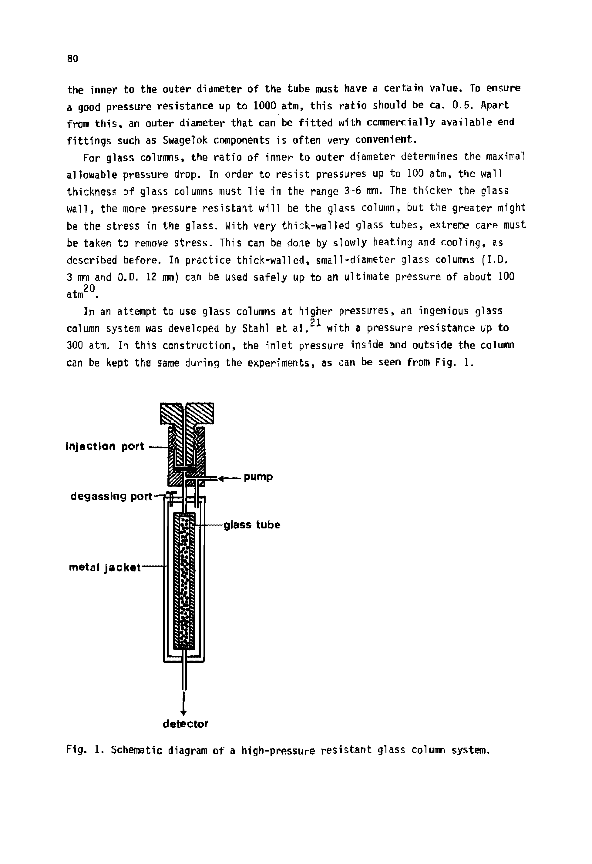 Fig. 1. Schematic diagram of a high-pressure resistant glass column system.