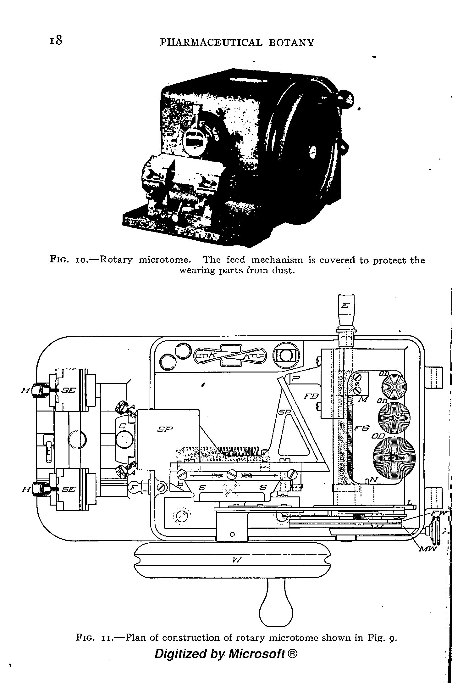 Fig. 10.—Rotary microtome. The feed mechanism is covered to protect the wearing parts from dust.