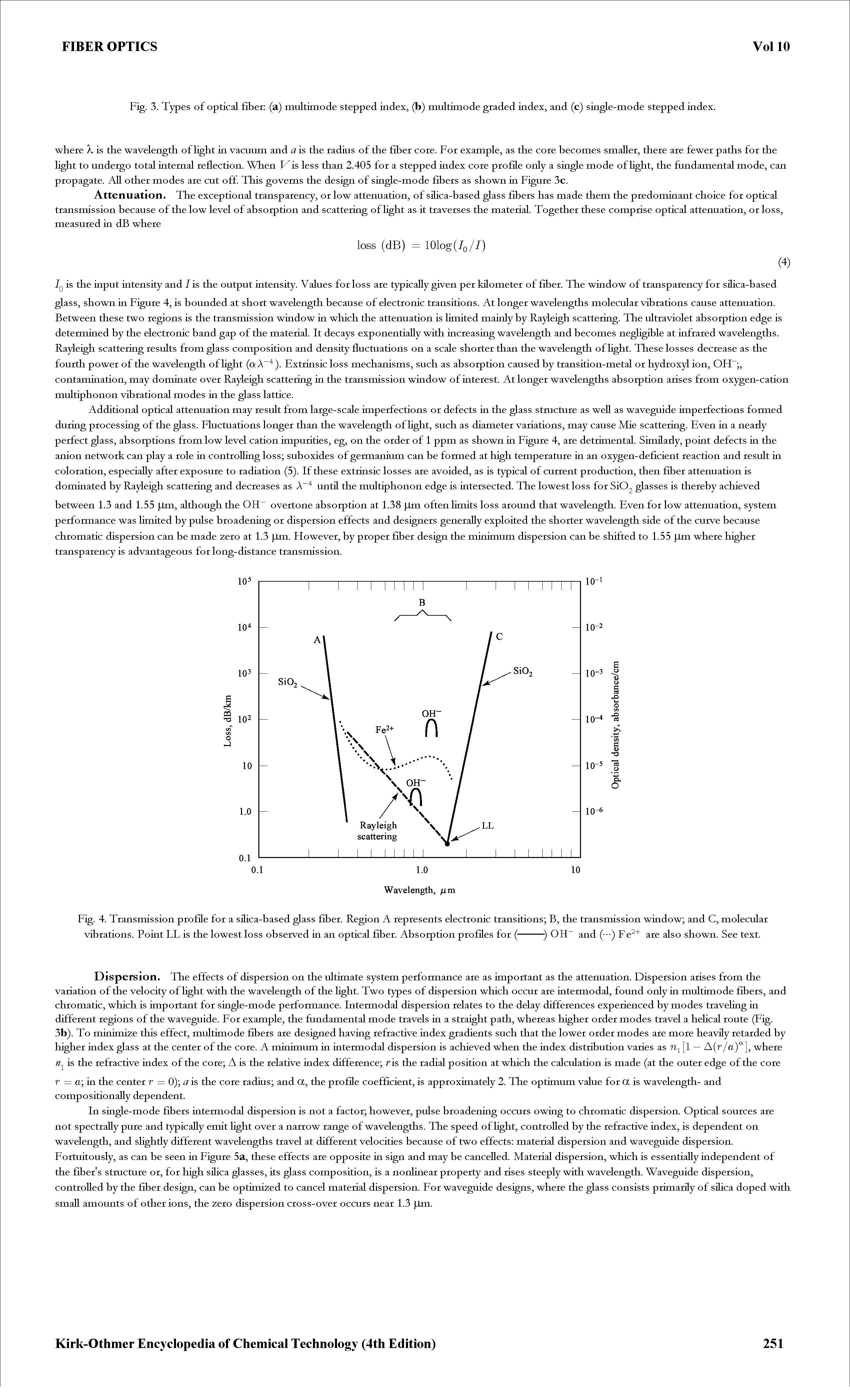 Fig. 3. Types of optical fiber (a) multimode stepped index, (b) multimode graded index, and (c) single-mode stepped index.