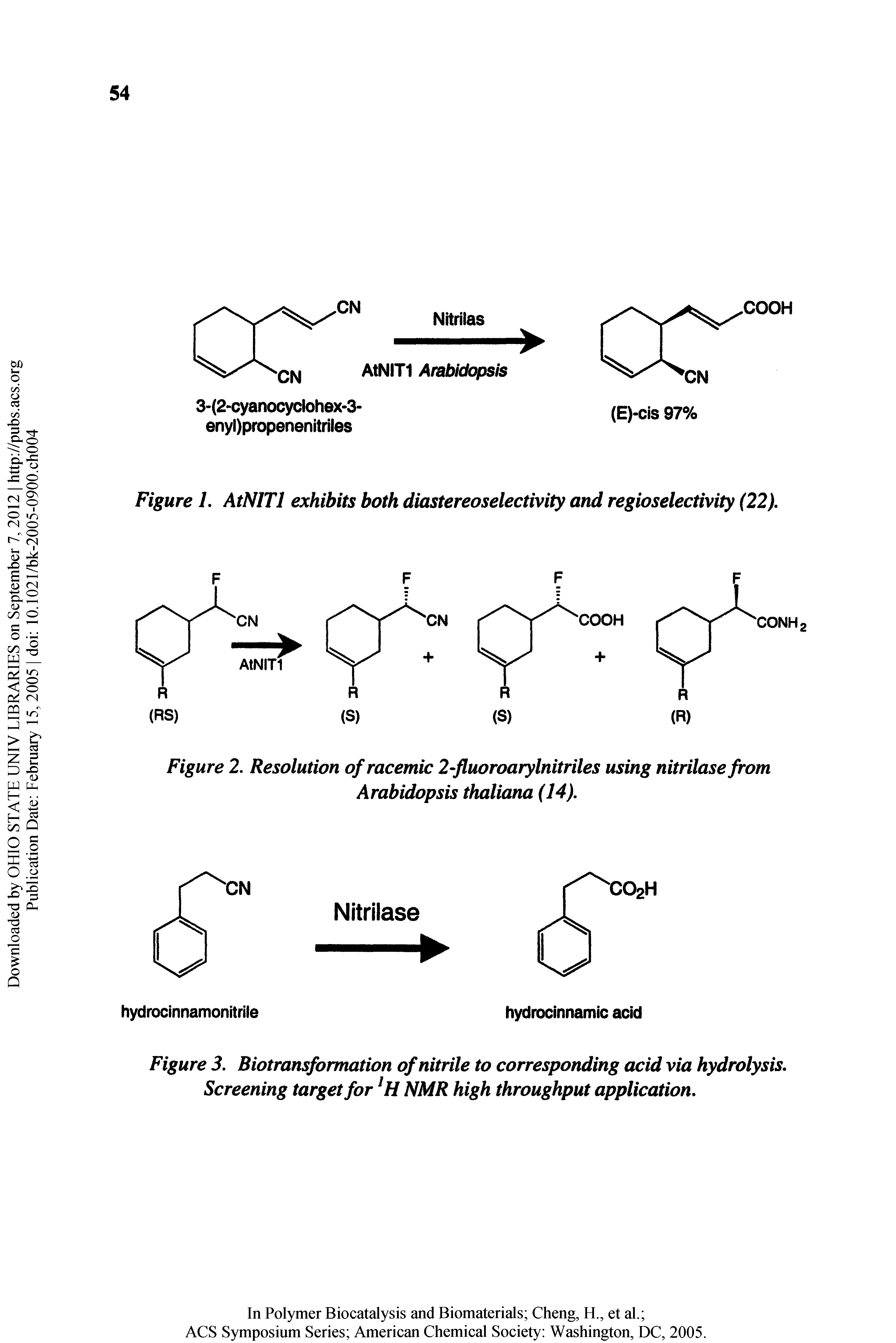 Figure 2. Resolution of racemic 2-fluoroarylnitriles using nitrilase from Arabidopsis thaliana (14).