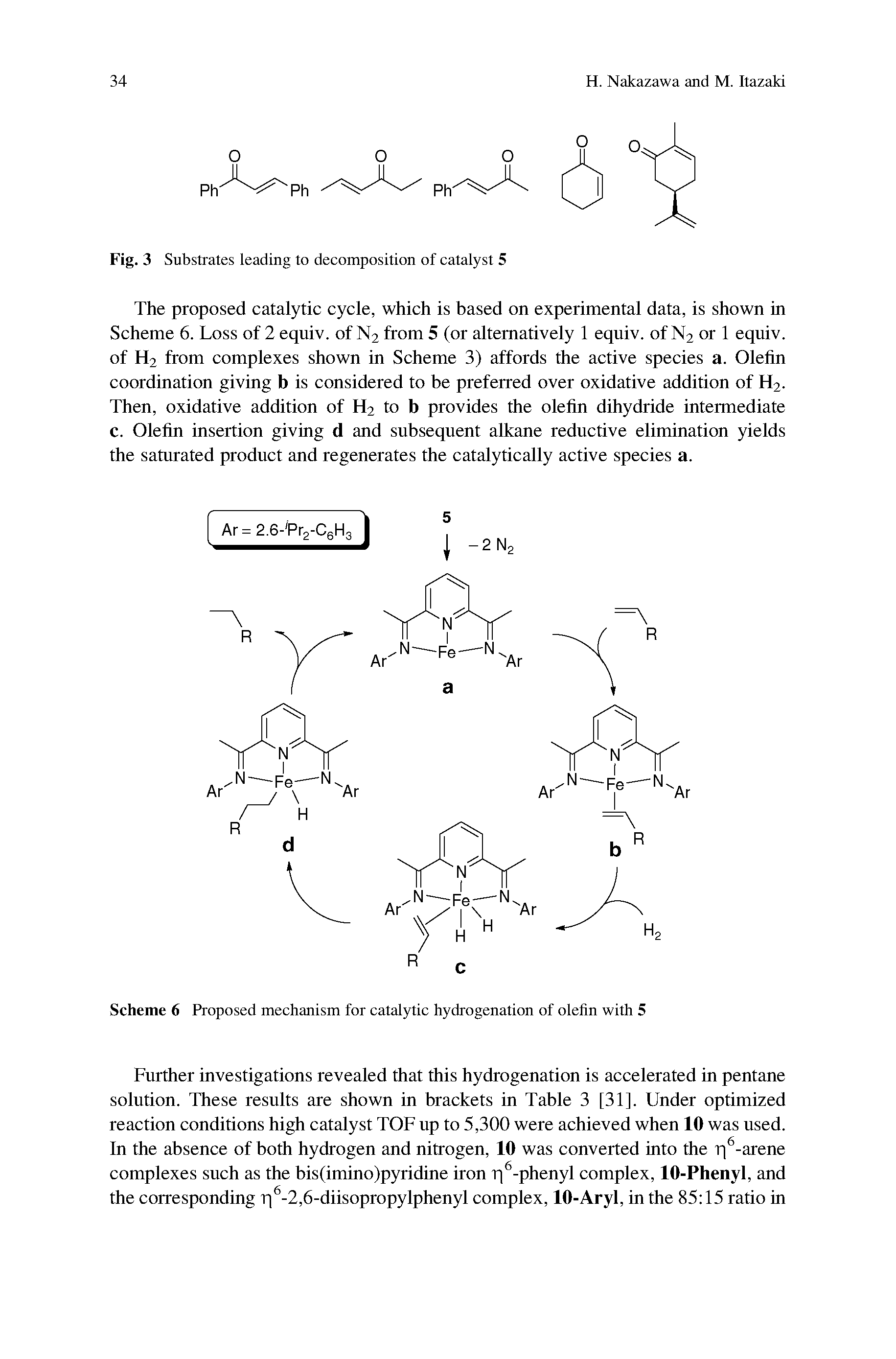 Scheme 6 Proposed mechanism for catalytic hydrogenation of olefin with 5...