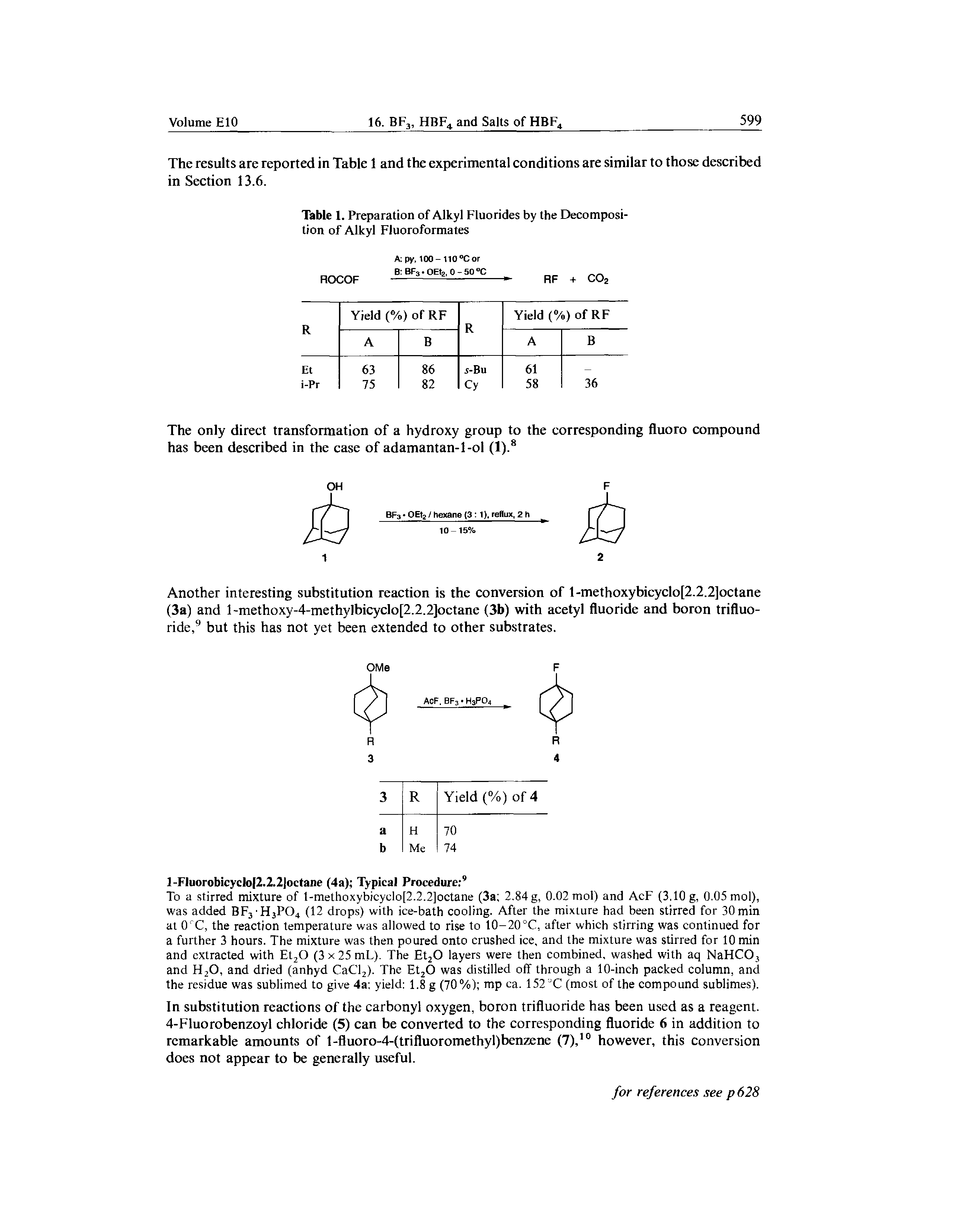 Table 1. Preparation of Alkyl Fluorides by the Decomposition of Alkyl Fluoroformates...