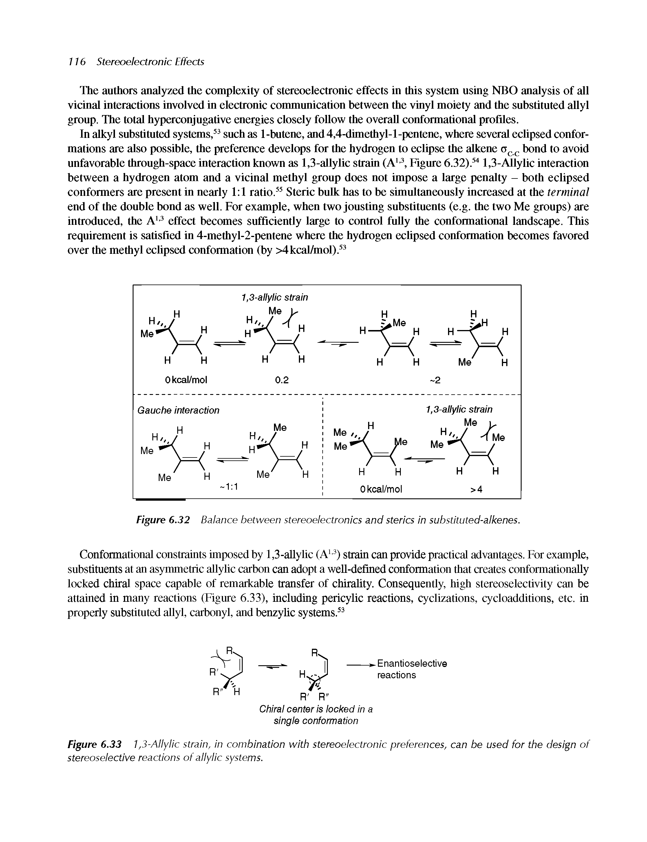Figure 6.33 1,3-Allylic strain, in combination with stereoelectronic preferences, can be used for the design of stereoselective reactions of allylic systems.