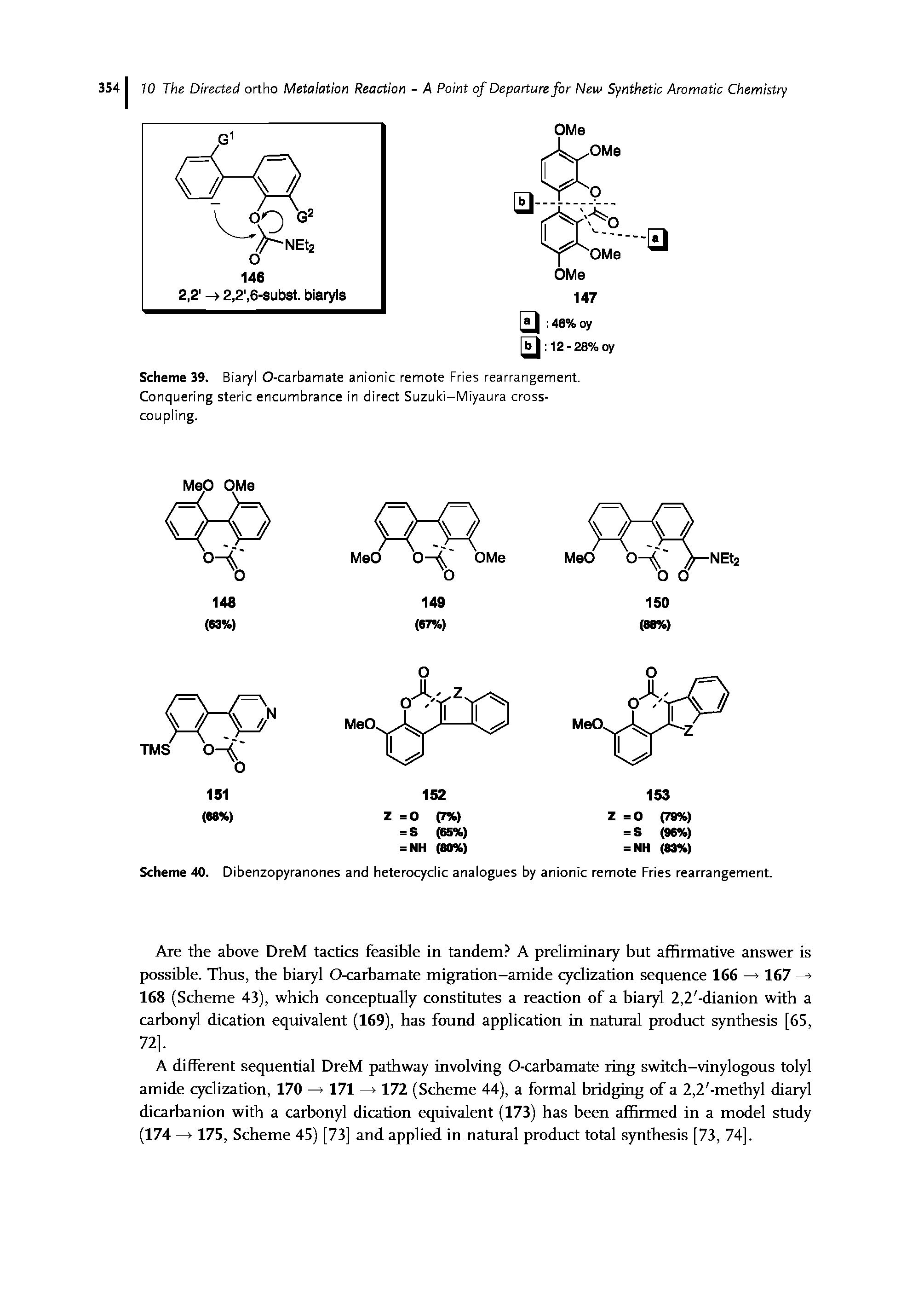 Scheme 39. Biaryl O-carbamate anionic remote Fries rearrangement. Conquering steric encumbrance in direct Suzuki-Miyaura crosscoupling.