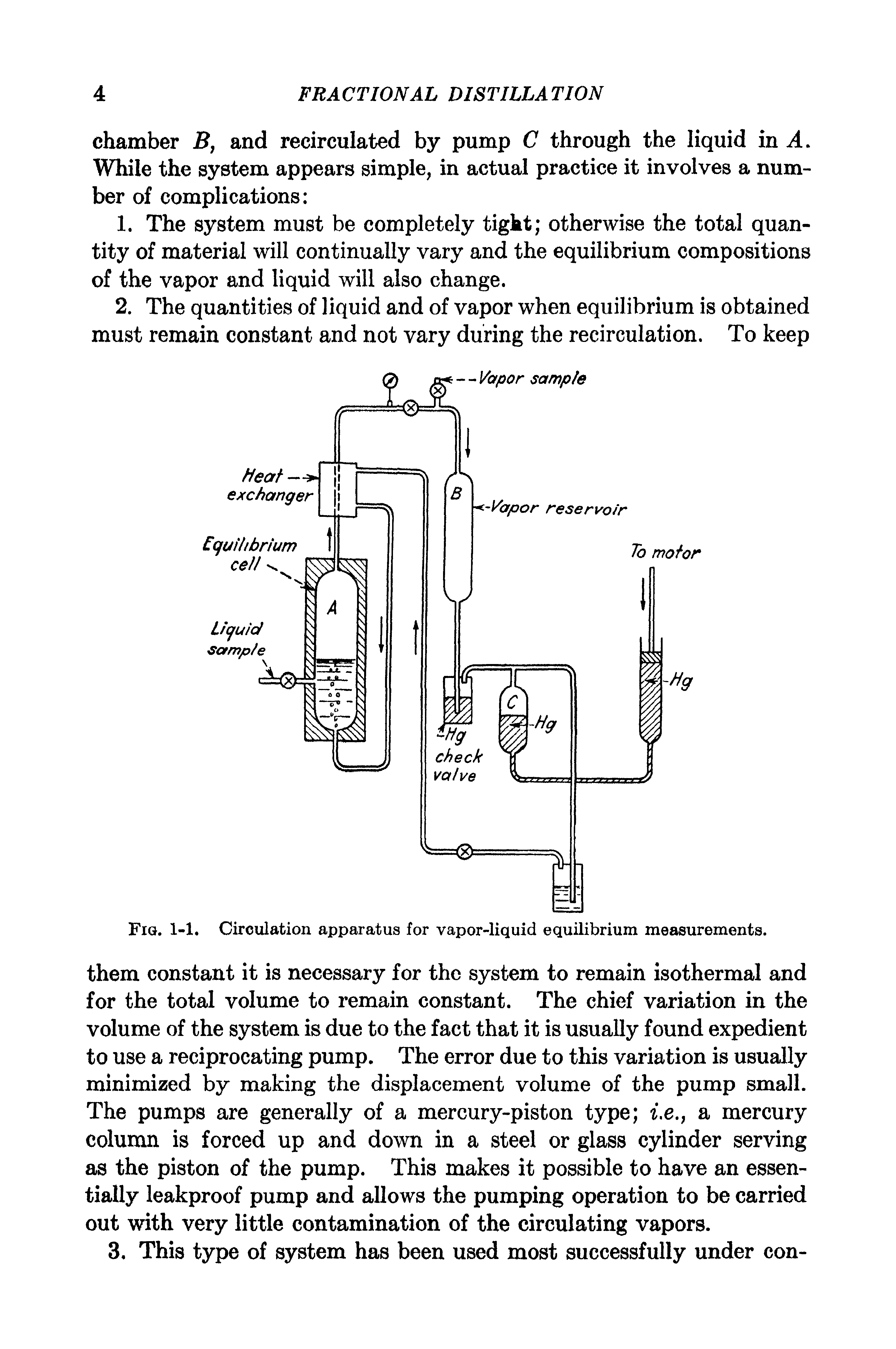 Fig. 1-1. Circulation apparatus for vapor-liquid equilibrium measurements.