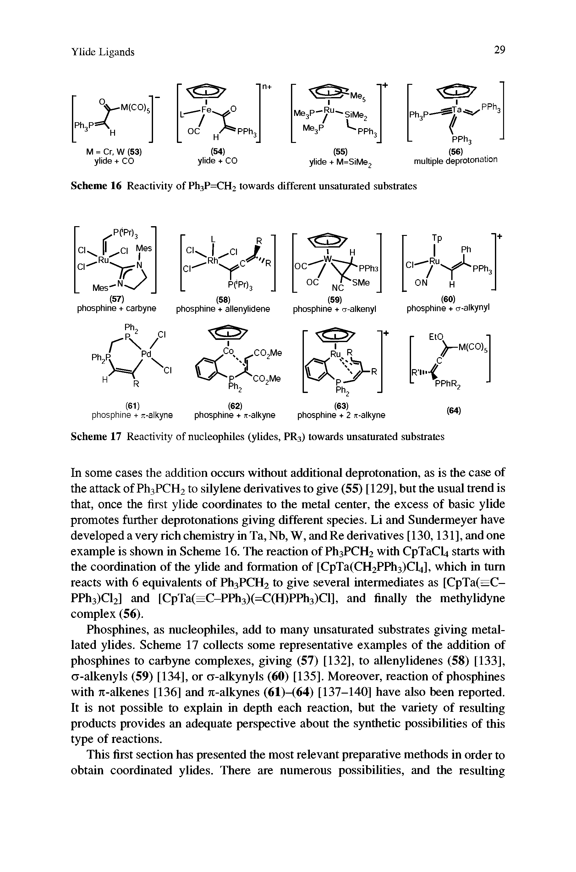 Scheme 17 Reactivity of nucleophiles (ylides, PR3) towards unsaturated substrates...