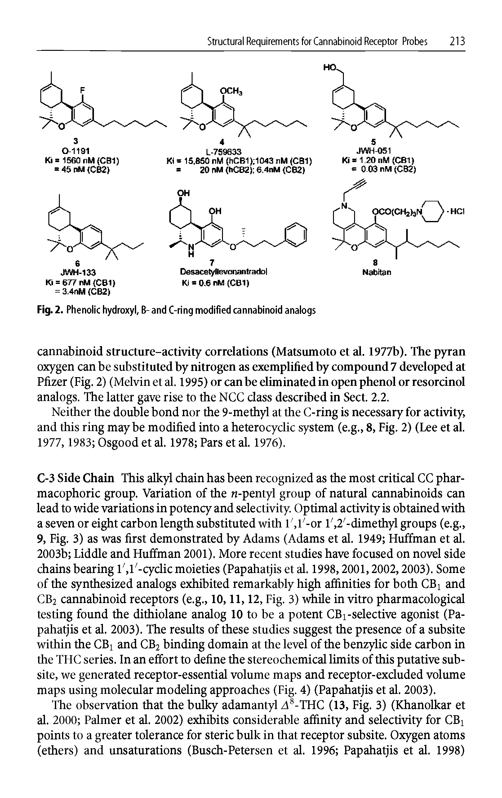 Fig. 2. Phenolic hydroxyl, B- and C-ring modified cannabinoid analogs...